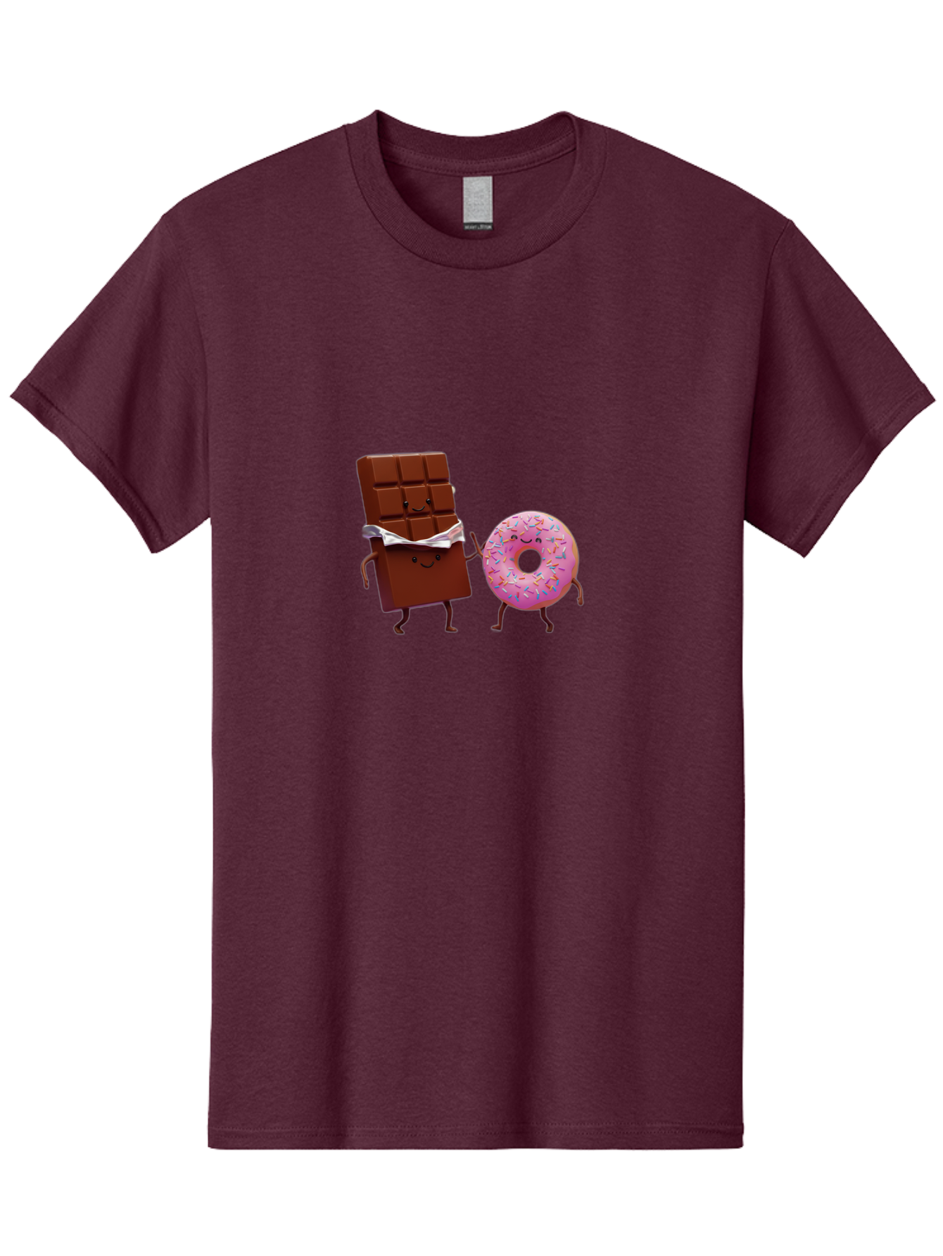Chocolate-And-Donut Men'S Graphic Tee, 100% Cotton, Comfortable Casual Summer Wear, Machine Washable, Chocolate Bar, Donut With Sprinkles, Cartoon Characters, Sweet Treats, Dessert Lovers, Pastry, Baked Goods, Cute Graphic, Food Illustration Bac847 2