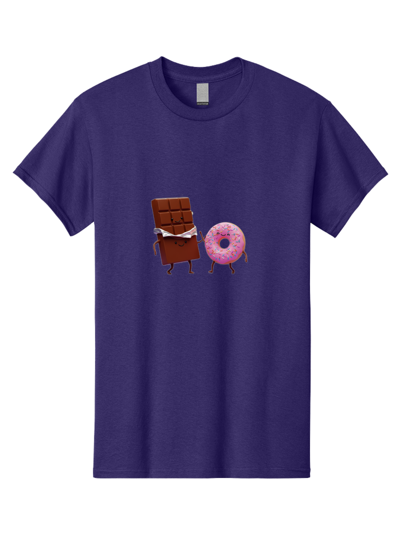 Chocolate-And-Donut Men'S Graphic Tee, 100% Cotton, Comfortable Casual Summer Wear, Machine Washable, Chocolate Bar, Donut With Sprinkles, Cartoon Characters, Sweet Treats, Dessert Lovers, Pastry, Baked Goods, Cute Graphic, Food Illustration Bac847 13