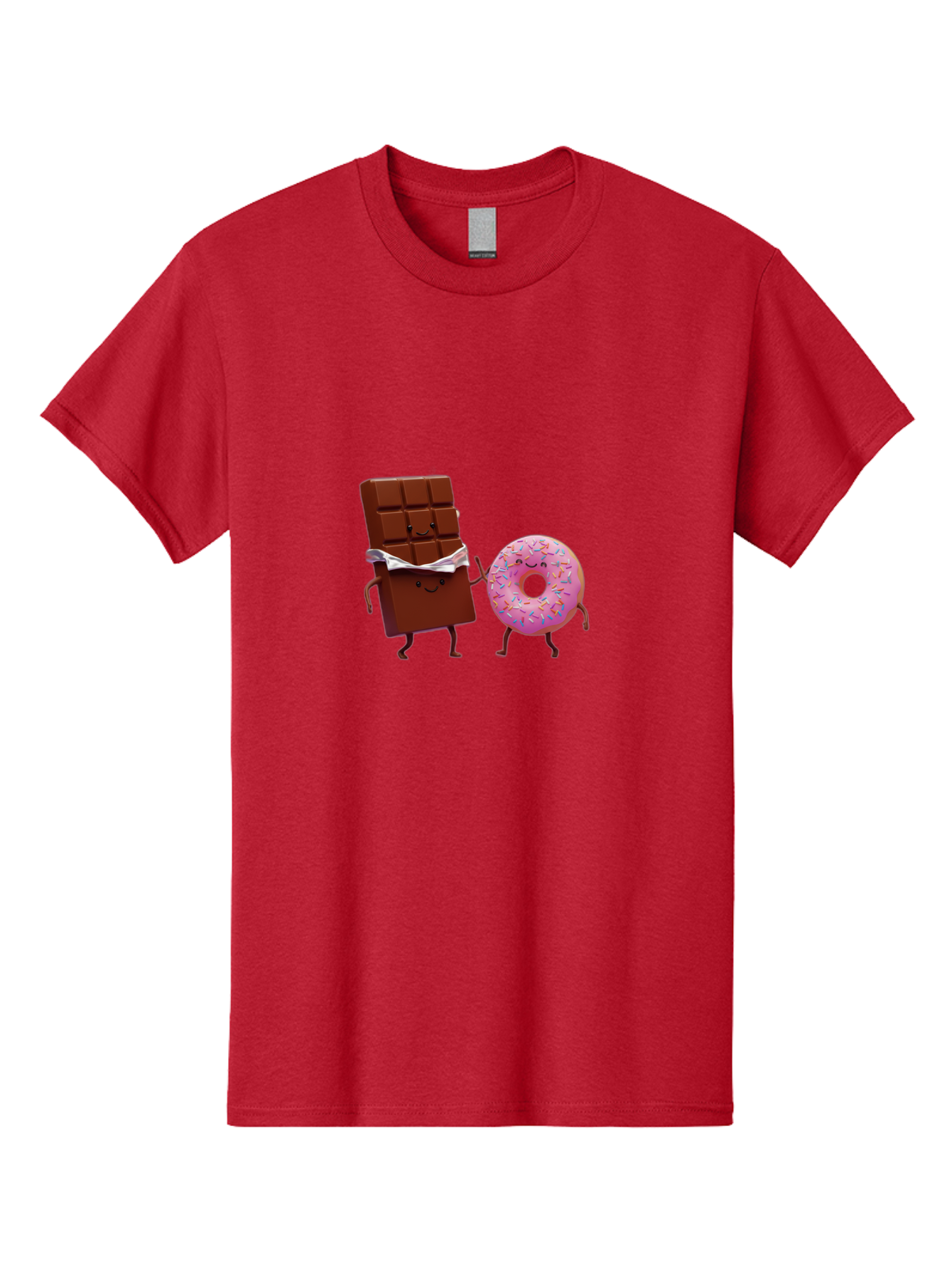 Chocolate-And-Donut Men'S Graphic Tee, 100% Cotton, Comfortable Casual Summer Wear, Machine Washable, Chocolate Bar, Donut With Sprinkles, Cartoon Characters, Sweet Treats, Dessert Lovers, Pastry, Baked Goods, Cute Graphic, Food Illustration Bac847 5