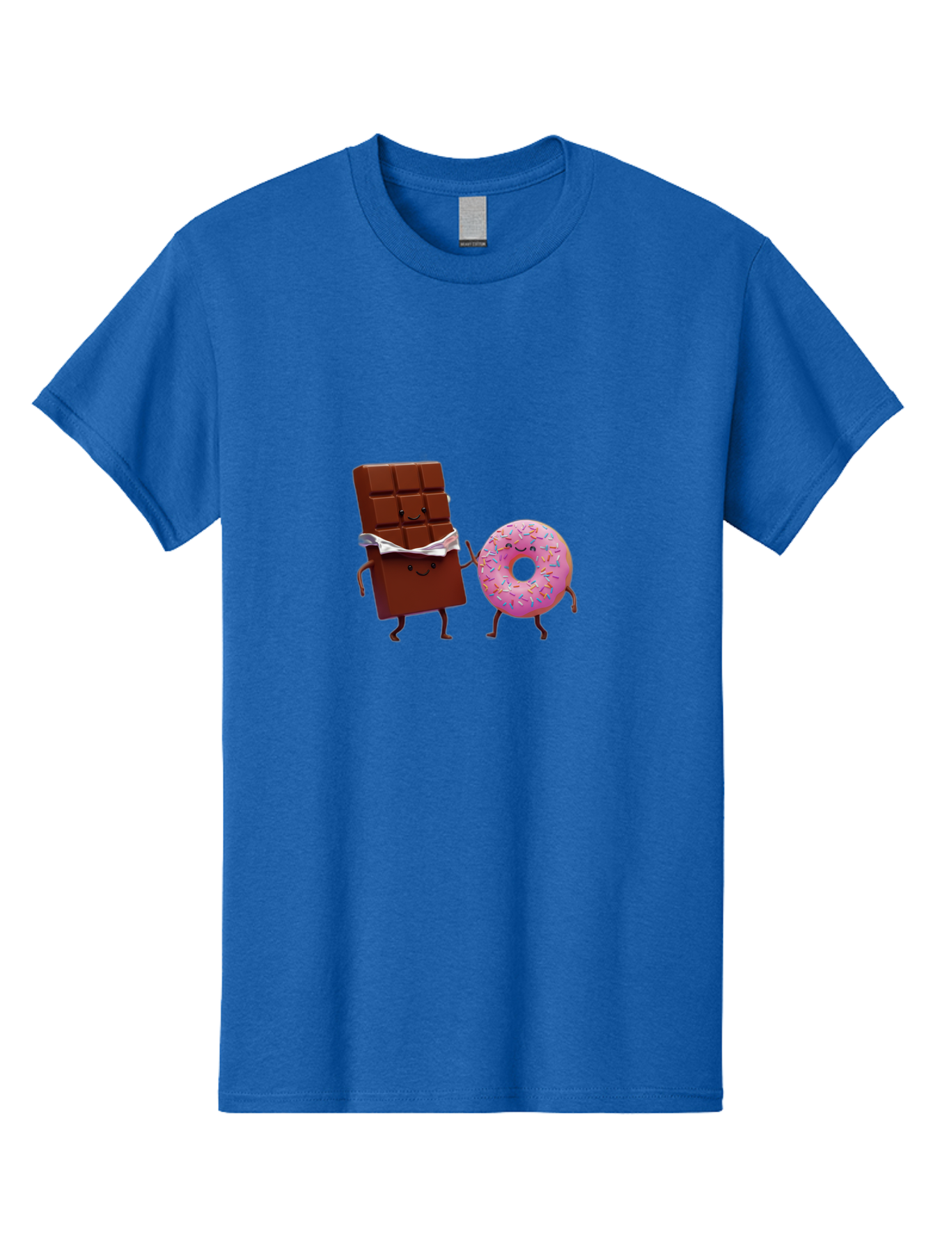 Chocolate-And-Donut Men'S Graphic Tee, 100% Cotton, Comfortable Casual Summer Wear, Machine Washable, Chocolate Bar, Donut With Sprinkles, Cartoon Characters, Sweet Treats, Dessert Lovers, Pastry, Baked Goods, Cute Graphic, Food Illustration Bac847 10