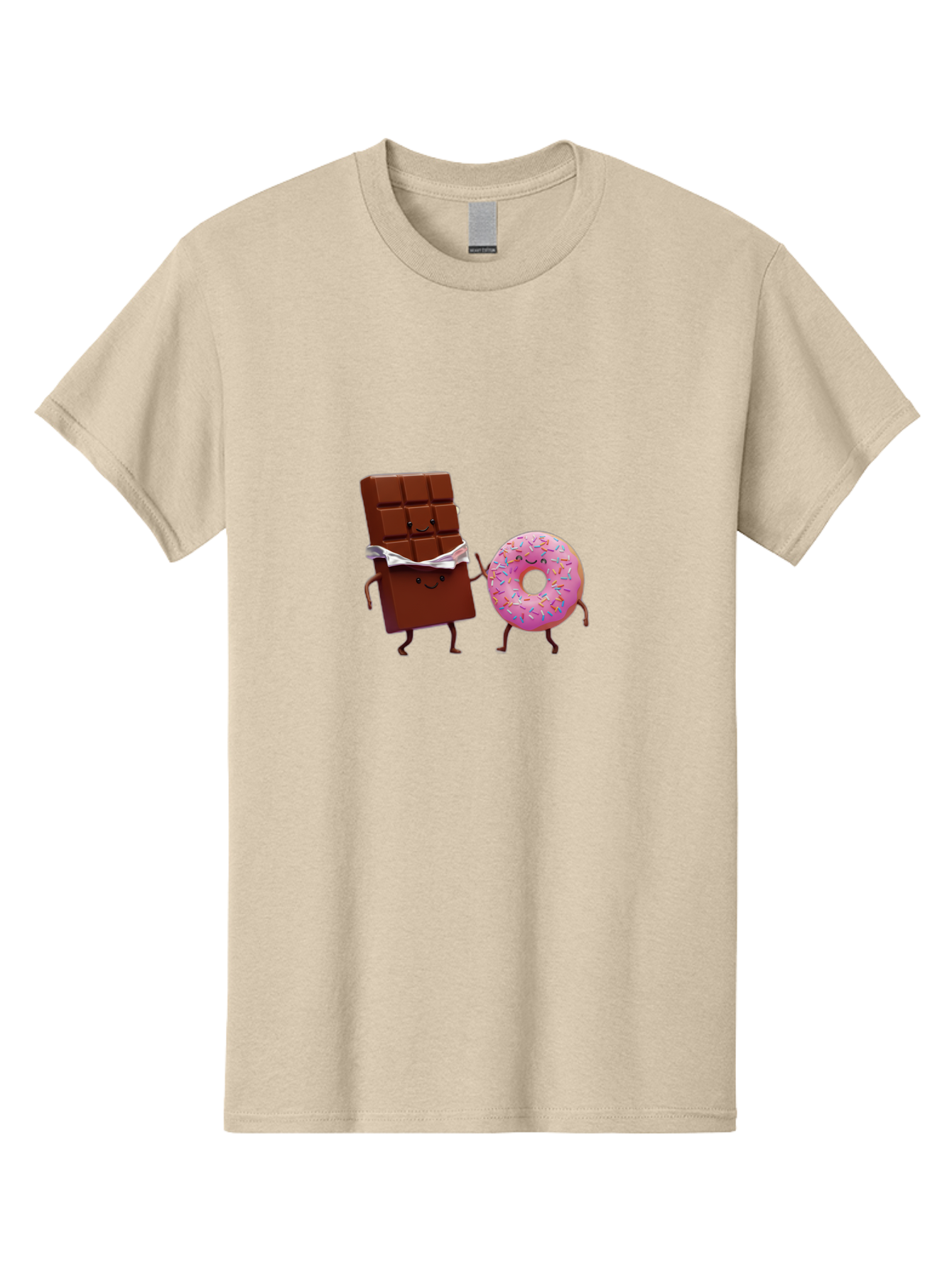 Chocolate-And-Donut Men'S Graphic Tee, 100% Cotton, Comfortable Casual Summer Wear, Machine Washable, Chocolate Bar, Donut With Sprinkles, Cartoon Characters, Sweet Treats, Dessert Lovers, Pastry, Baked Goods, Cute Graphic, Food Illustration Bac847 14