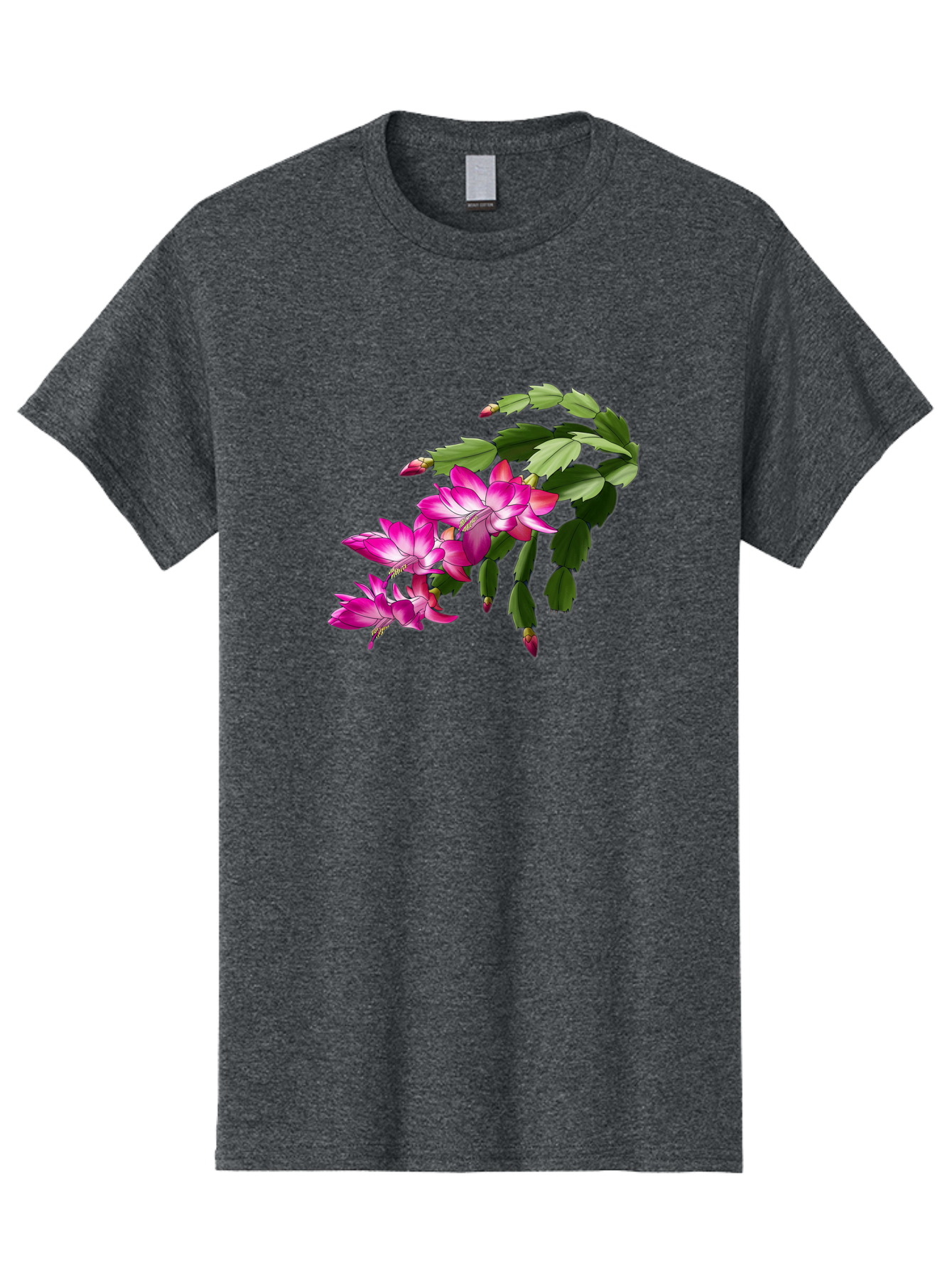 Christmas-Cactus Men'S Graphic Tee, 100% Cotton, Comfortable Casual Summer Wear, Machine Washable, Pink Flowers, Christmas Cactus, Festive Blooms, Holiday Decor, Vibrant Pink, White Accents, Green Leaves, Blooming Plants, Floral Arrangements Bac849 14