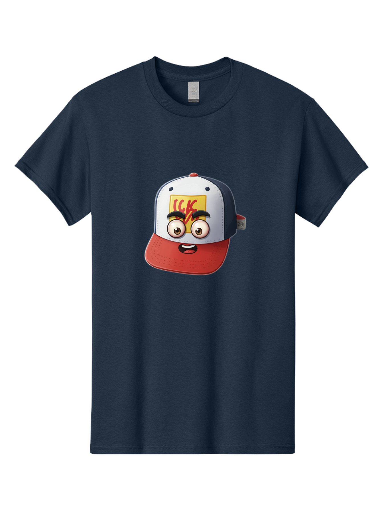 Ckc-Cap Men'S Graphic Tee, 100% Cotton, Comfortable Casual Summer Wear, Machine Washable, Cartoon Cap, Baseball Hat, Funny Face, Cartoon Eyes, Eyebrow Expression, Casual Wear, Trendy Accessory, Youth Culture, Pop Art, Kawaii Style Bac858 8