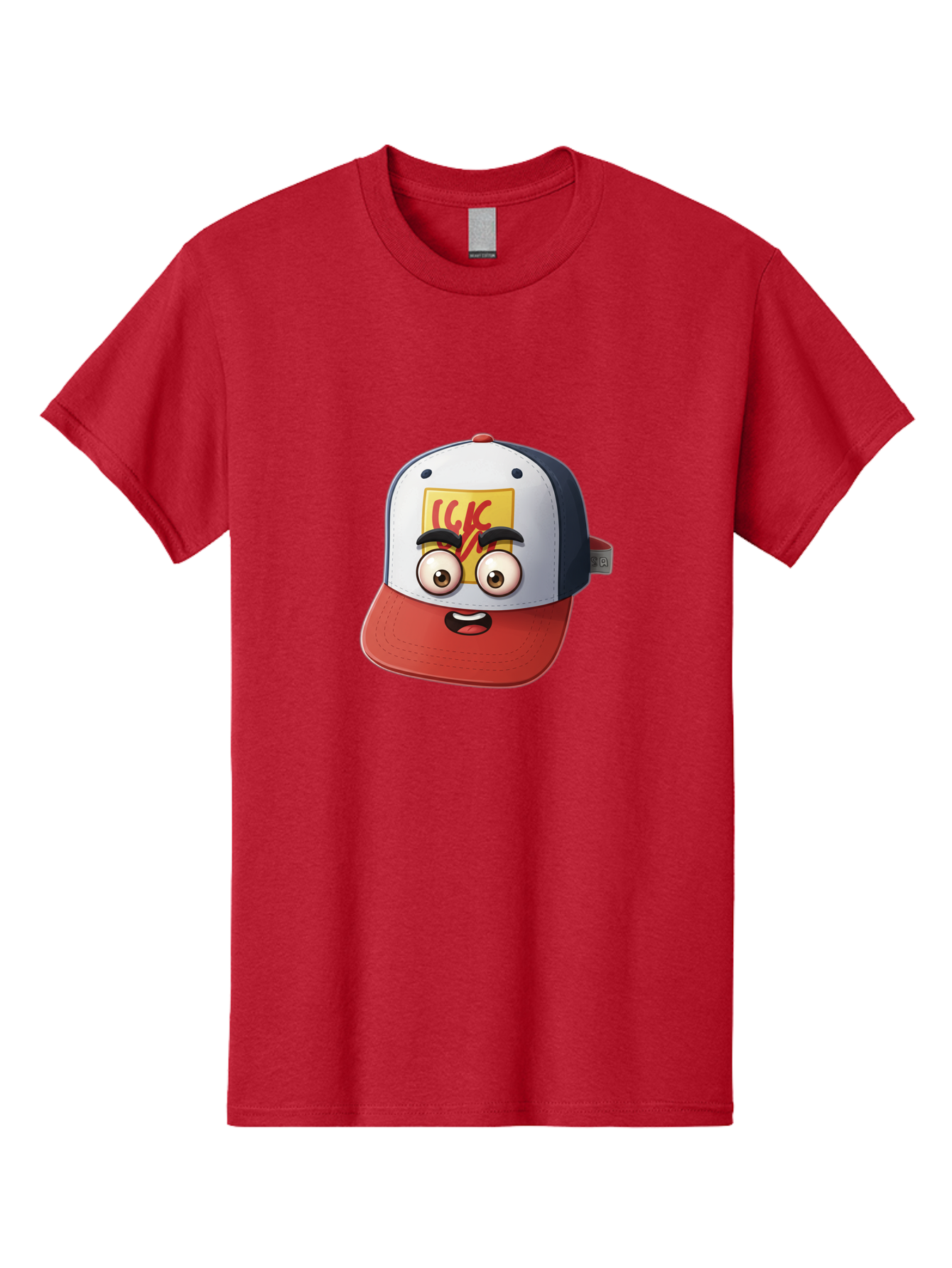 Ckc-Cap Men'S Graphic Tee, 100% Cotton, Comfortable Casual Summer Wear, Machine Washable, Cartoon Cap, Baseball Hat, Funny Face, Cartoon Eyes, Eyebrow Expression, Casual Wear, Trendy Accessory, Youth Culture, Pop Art, Kawaii Style Bac858 14