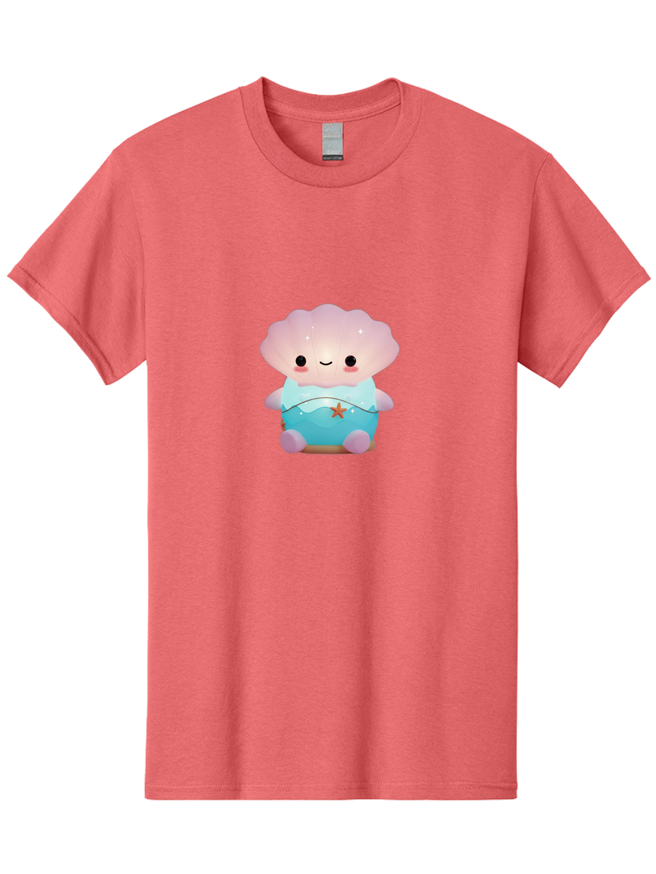 Clamshell-Character Men'S Graphic Tee, 100% Cotton, Comfortable Casual Summer Wear, Machine Washable, Soft Pink Jellyfish, Night Light, Soothing Ambiance, Underwater Decor, Ocean-Inspired Design, Peaceful Lighting, Cozy Bedroom, Bac859 11