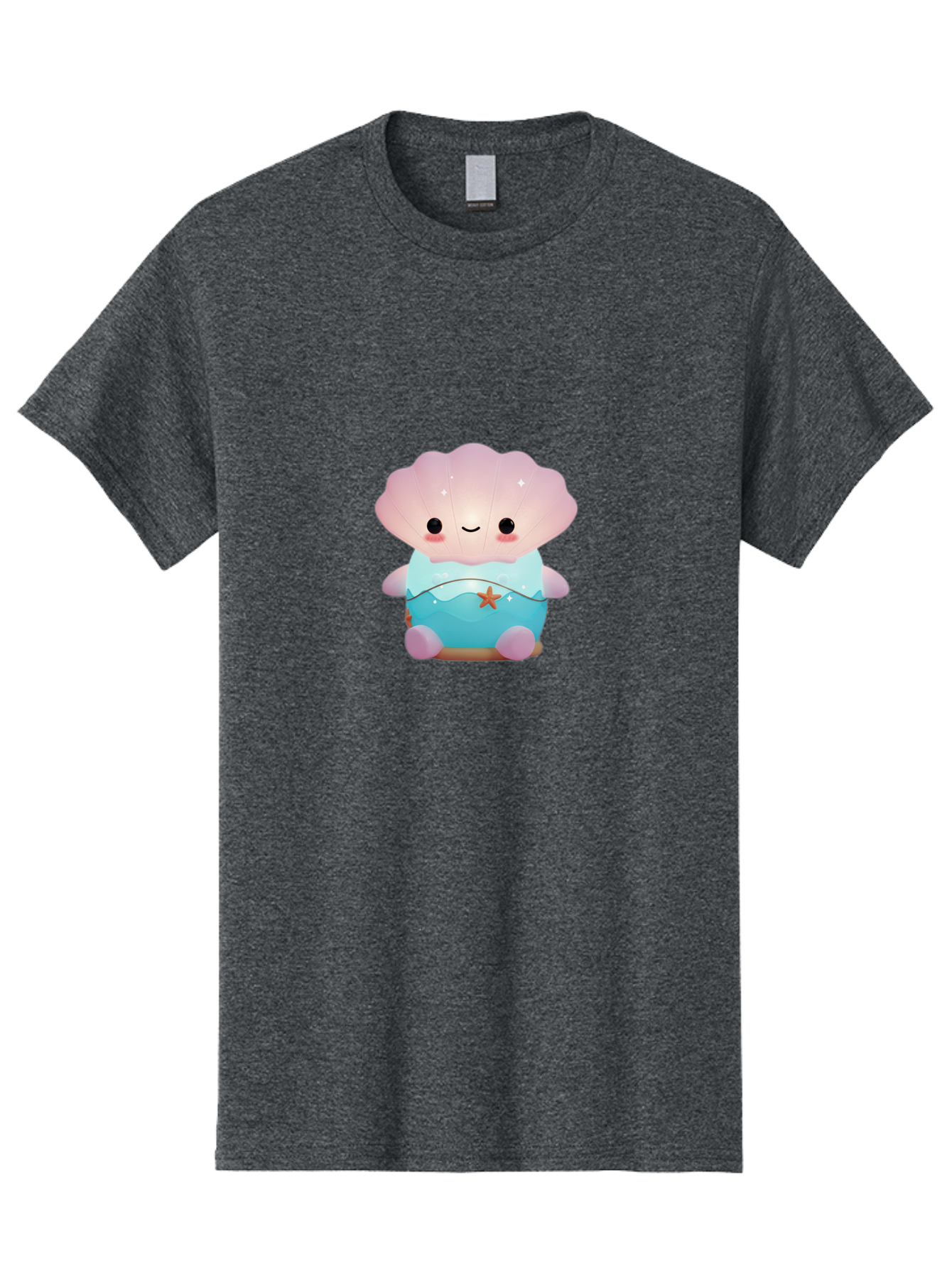 Clamshell-Character Men'S Graphic Tee, 100% Cotton, Comfortable Casual Summer Wear, Machine Washable, Soft Pink Jellyfish, Night Light, Soothing Ambiance, Underwater Decor, Ocean-Inspired Design, Peaceful Lighting, Cozy Bedroom, Bac859 8