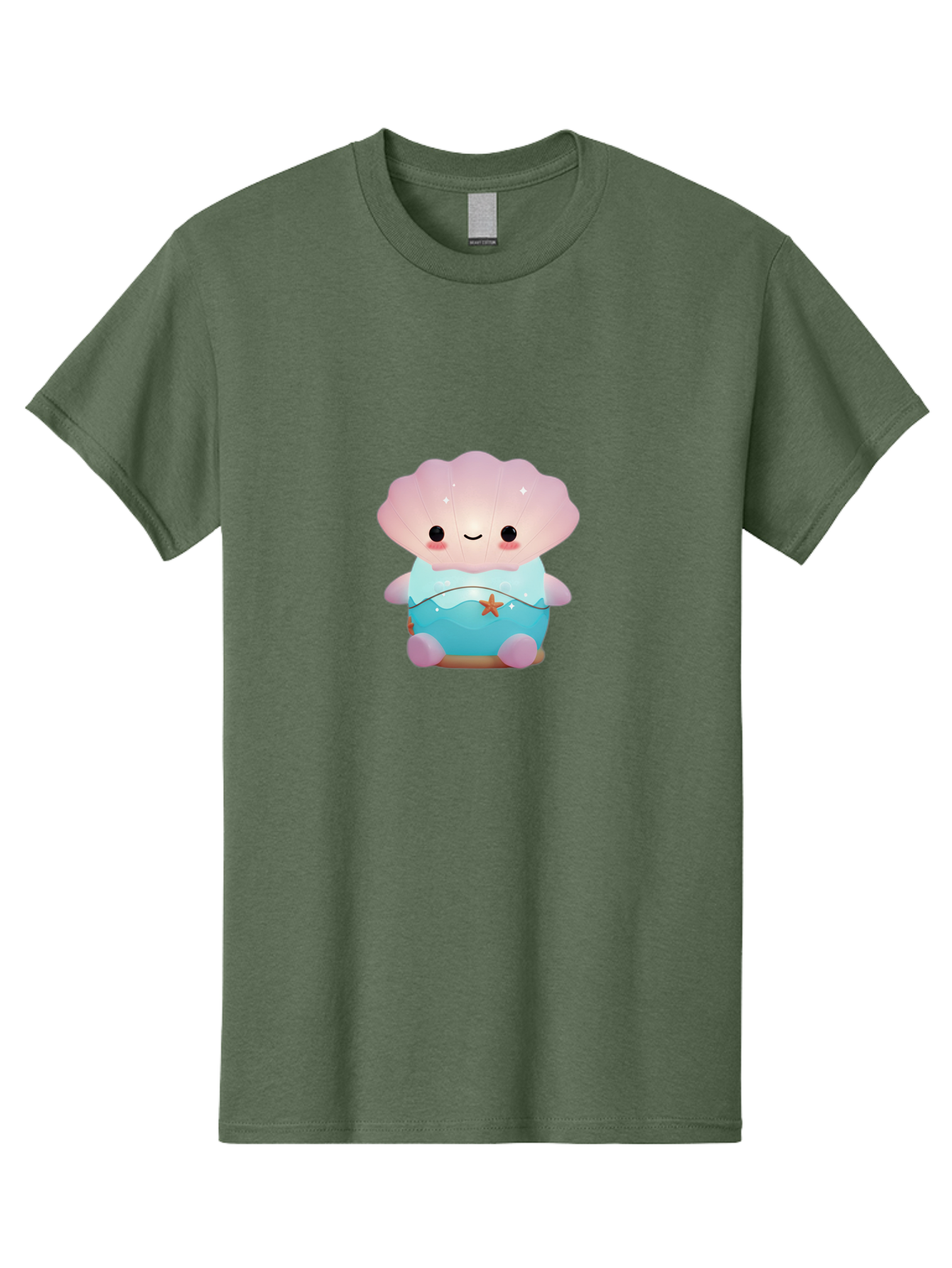 Clamshell-Character Men'S Graphic Tee, 100% Cotton, Comfortable Casual Summer Wear, Machine Washable, Soft Pink Jellyfish, Night Light, Soothing Ambiance, Underwater Decor, Ocean-Inspired Design, Peaceful Lighting, Cozy Bedroom, Bac859 14