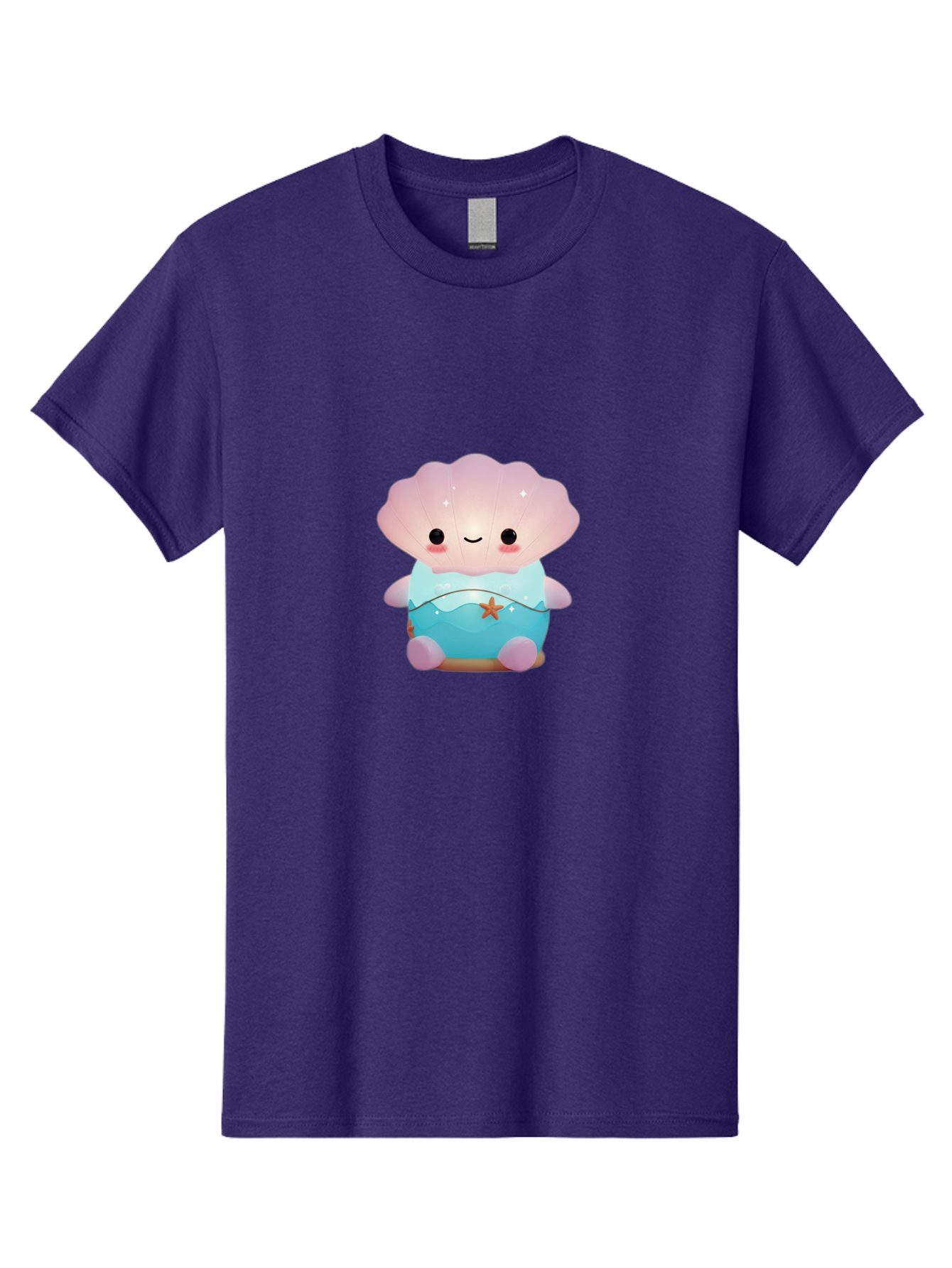 Clamshell-Character Men'S Graphic Tee, 100% Cotton, Comfortable Casual Summer Wear, Machine Washable, Soft Pink Jellyfish, Night Light, Soothing Ambiance, Underwater Decor, Ocean-Inspired Design, Peaceful Lighting, Cozy Bedroom, Bac859 13