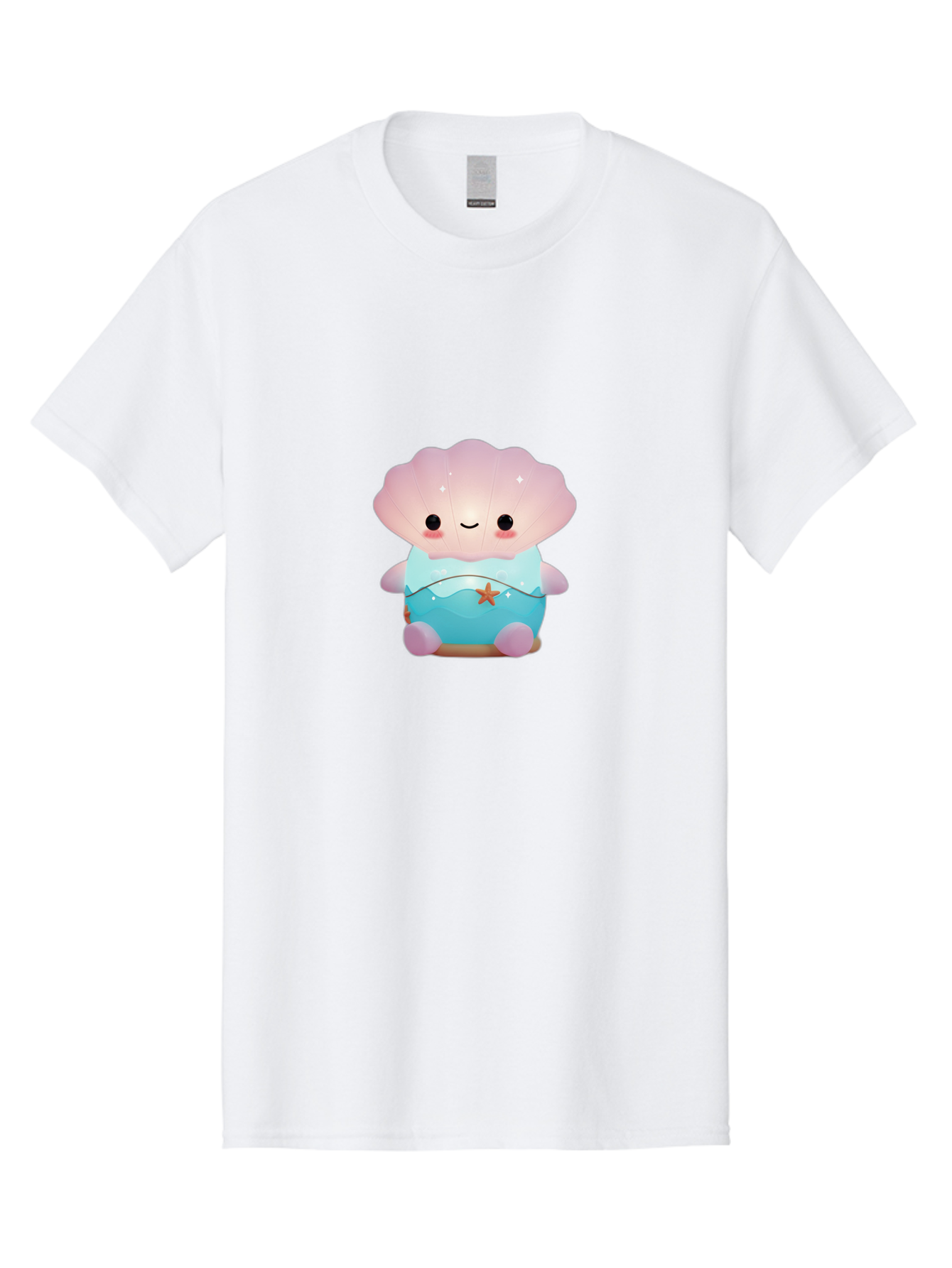 Clamshell-Character Men'S Graphic Tee, 100% Cotton, Comfortable Casual Summer Wear, Machine Washable, Soft Pink Jellyfish, Night Light, Soothing Ambiance, Underwater Decor, Ocean-Inspired Design, Peaceful Lighting, Cozy Bedroom, Bac859 12