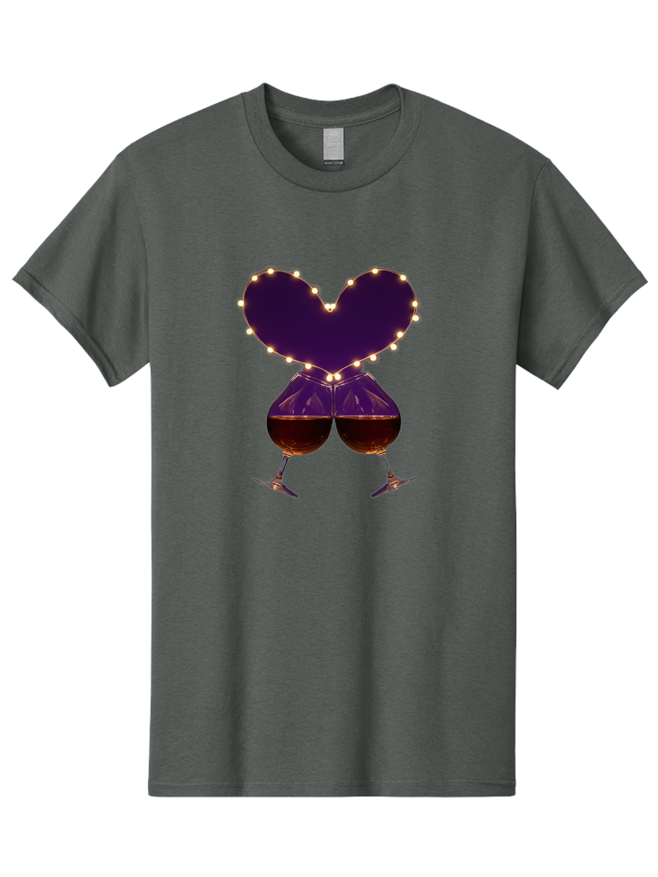 Clinking-Wine-Glasses-Heart Men'S Graphic Tee, 100% Cotton, Comfortable Casual Summer Wear, Machine Washable, Wine Glasses Cheers, Romantic Evening, Couple'S Night, Love Is In The Air, Sharing A Drink, Togetherness, Valentine'S Day Gift, Bac863 15