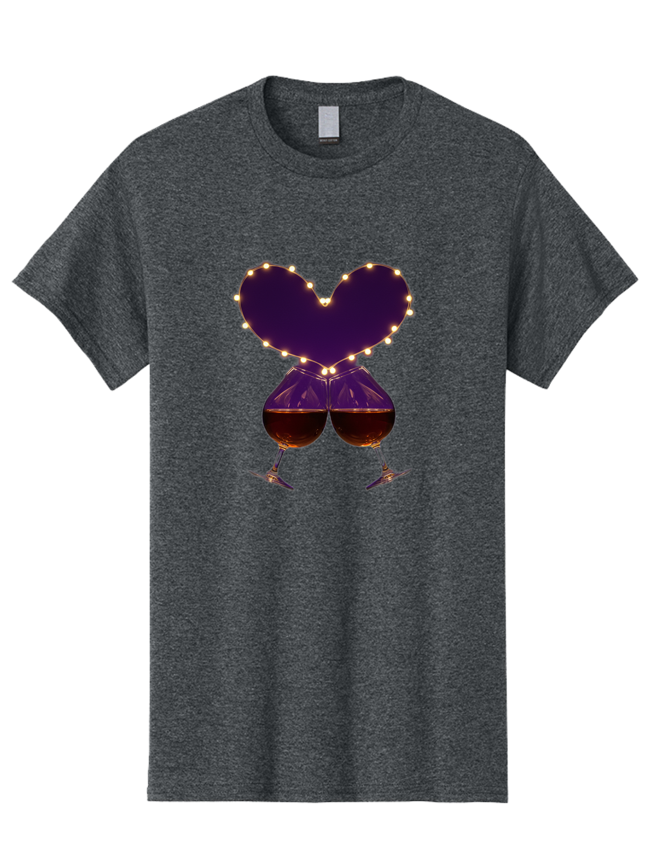 Clinking-Wine-Glasses-Heart Men'S Graphic Tee, 100% Cotton, Comfortable Casual Summer Wear, Machine Washable, Wine Glasses Cheers, Romantic Evening, Couple'S Night, Love Is In The Air, Sharing A Drink, Togetherness, Valentine'S Day Gift, Bac863 14