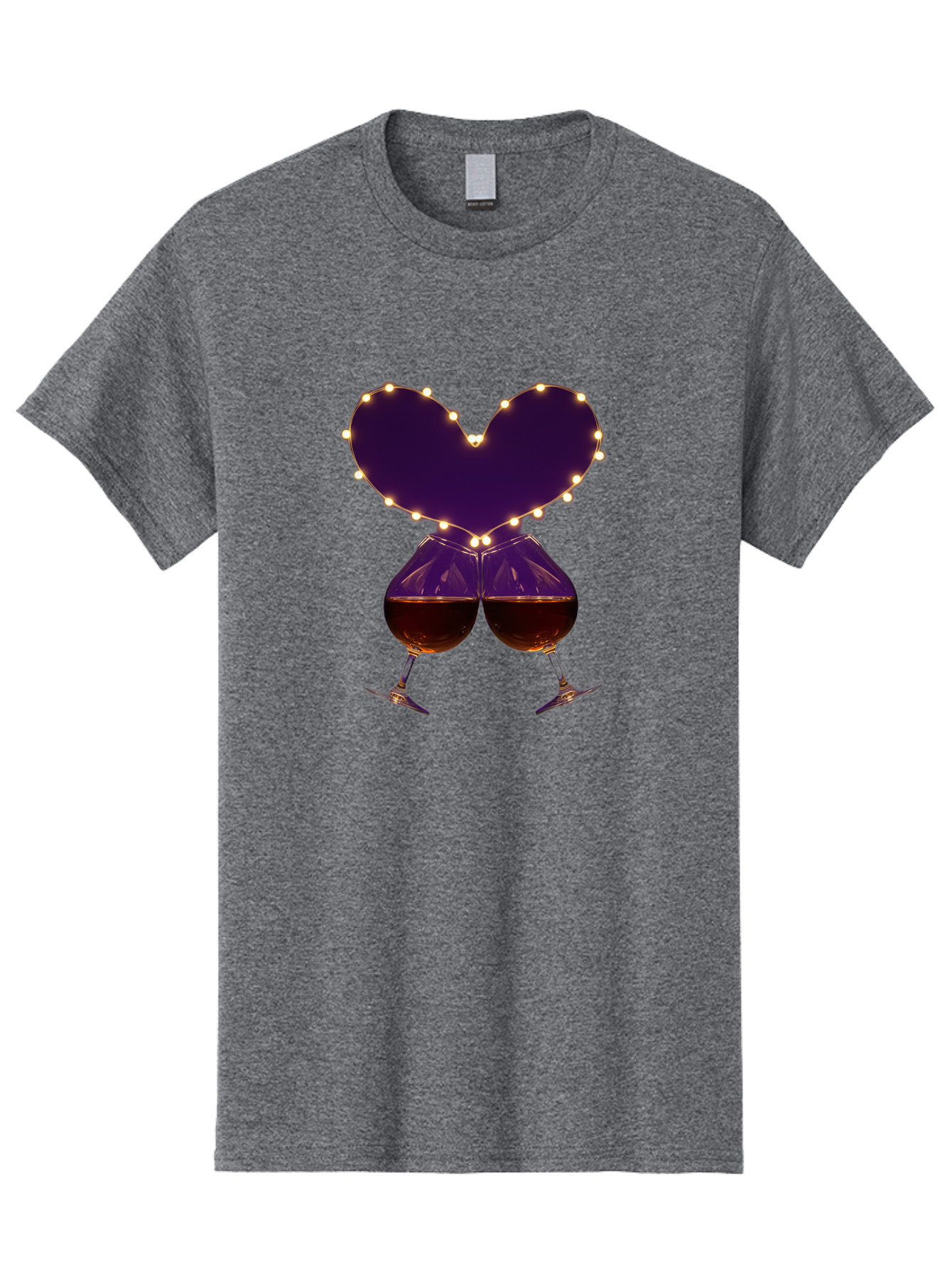 Clinking-Wine-Glasses-Heart Men'S Graphic Tee, 100% Cotton, Comfortable Casual Summer Wear, Machine Washable, Wine Glasses Cheers, Romantic Evening, Couple'S Night, Love Is In The Air, Sharing A Drink, Togetherness, Valentine'S Day Gift, Bac863 4