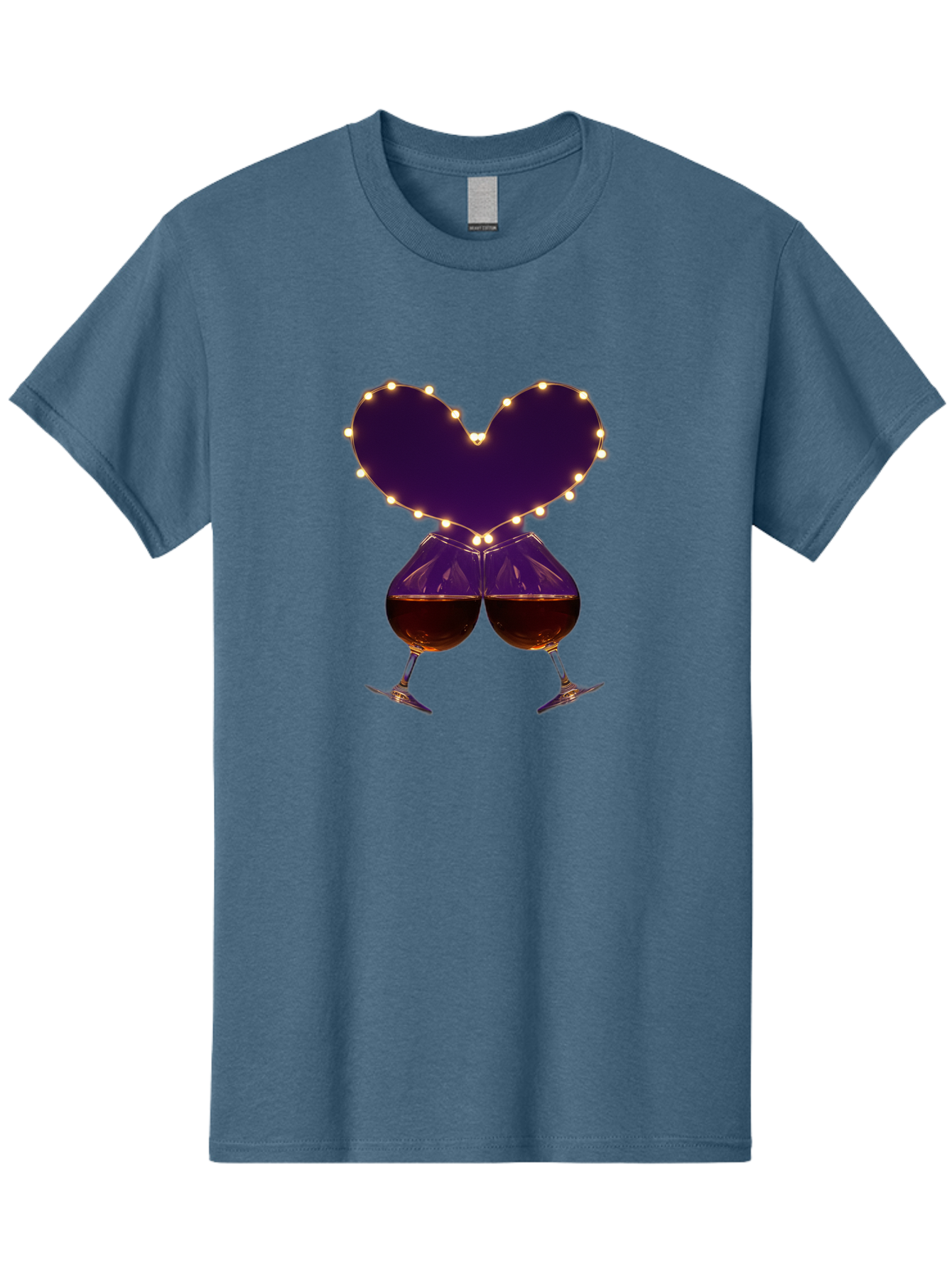Clinking-Wine-Glasses-Heart Men'S Graphic Tee, 100% Cotton, Comfortable Casual Summer Wear, Machine Washable, Wine Glasses Cheers, Romantic Evening, Couple'S Night, Love Is In The Air, Sharing A Drink, Togetherness, Valentine'S Day Gift, Bac863 3