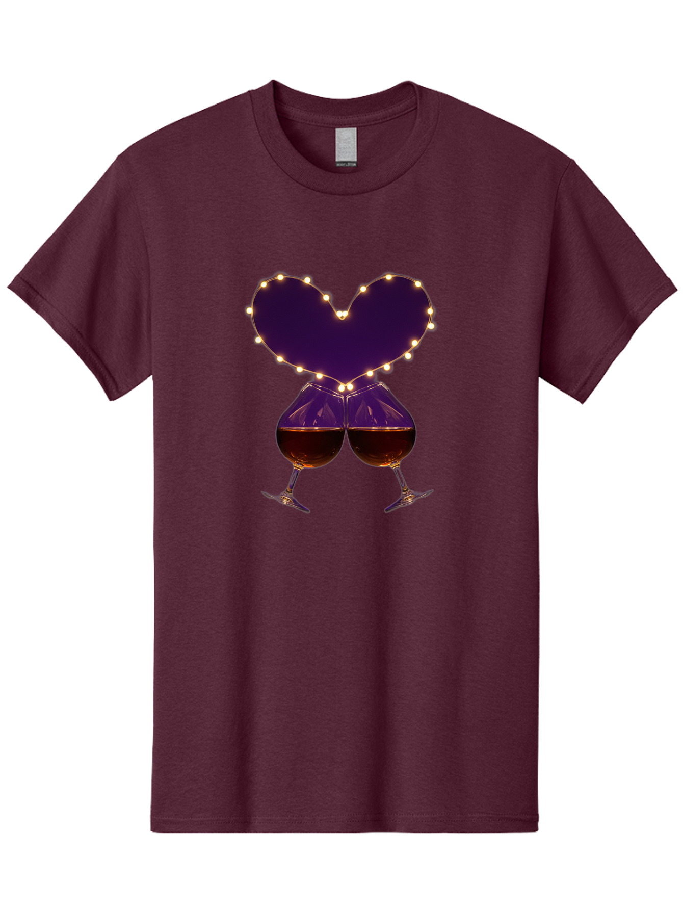 Clinking-Wine-Glasses-Heart Men'S Graphic Tee, 100% Cotton, Comfortable Casual Summer Wear, Machine Washable, Wine Glasses Cheers, Romantic Evening, Couple'S Night, Love Is In The Air, Sharing A Drink, Togetherness, Valentine'S Day Gift, Bac863 5