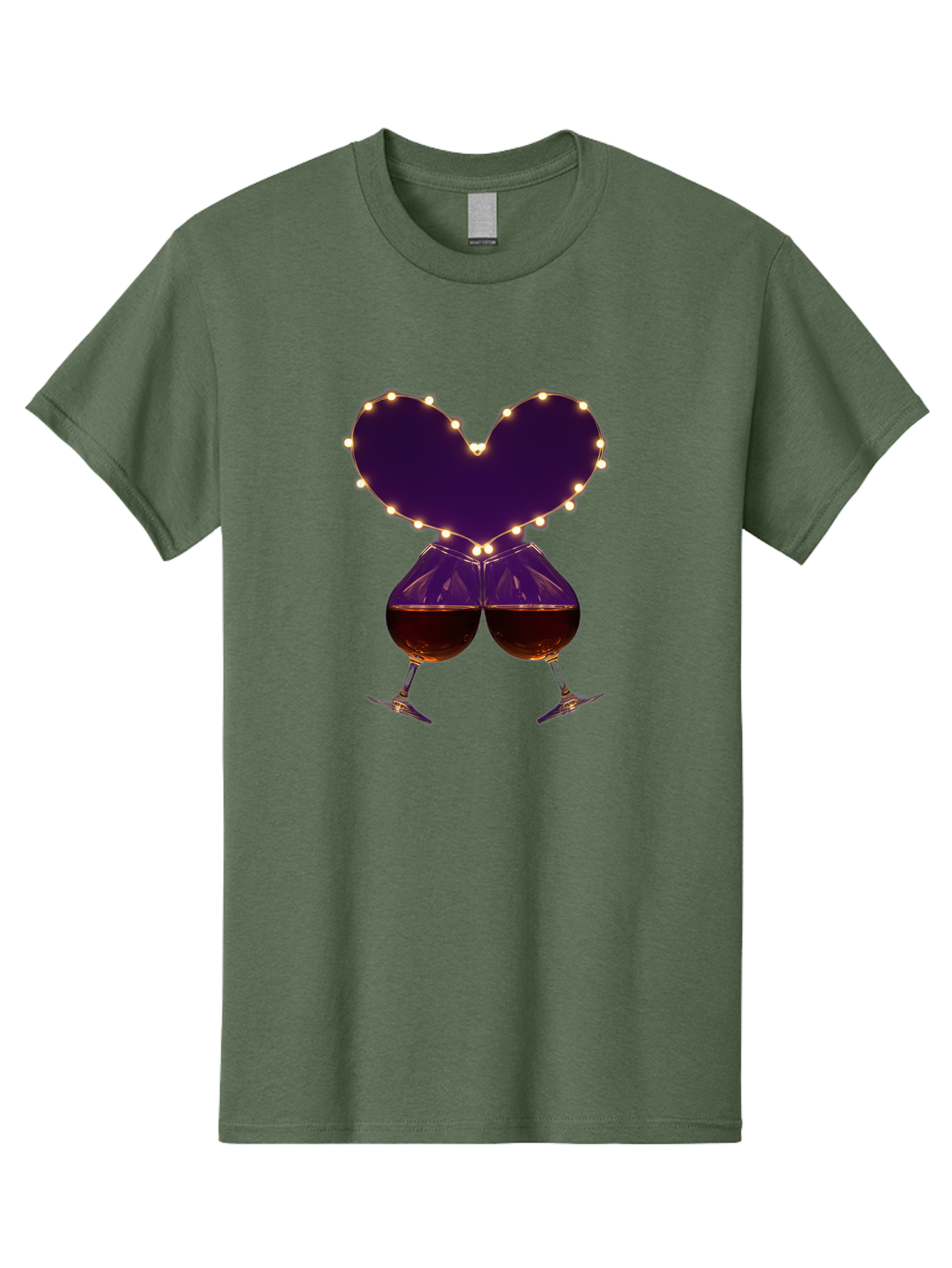 Clinking-Wine-Glasses-Heart Men'S Graphic Tee, 100% Cotton, Comfortable Casual Summer Wear, Machine Washable, Wine Glasses Cheers, Romantic Evening, Couple'S Night, Love Is In The Air, Sharing A Drink, Togetherness, Valentine'S Day Gift, Bac863 6