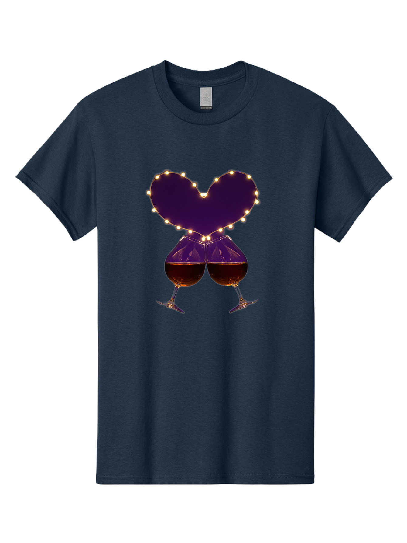 Clinking-Wine-Glasses-Heart Men'S Graphic Tee, 100% Cotton, Comfortable Casual Summer Wear, Machine Washable, Wine Glasses Cheers, Romantic Evening, Couple'S Night, Love Is In The Air, Sharing A Drink, Togetherness, Valentine'S Day Gift, Bac863 12