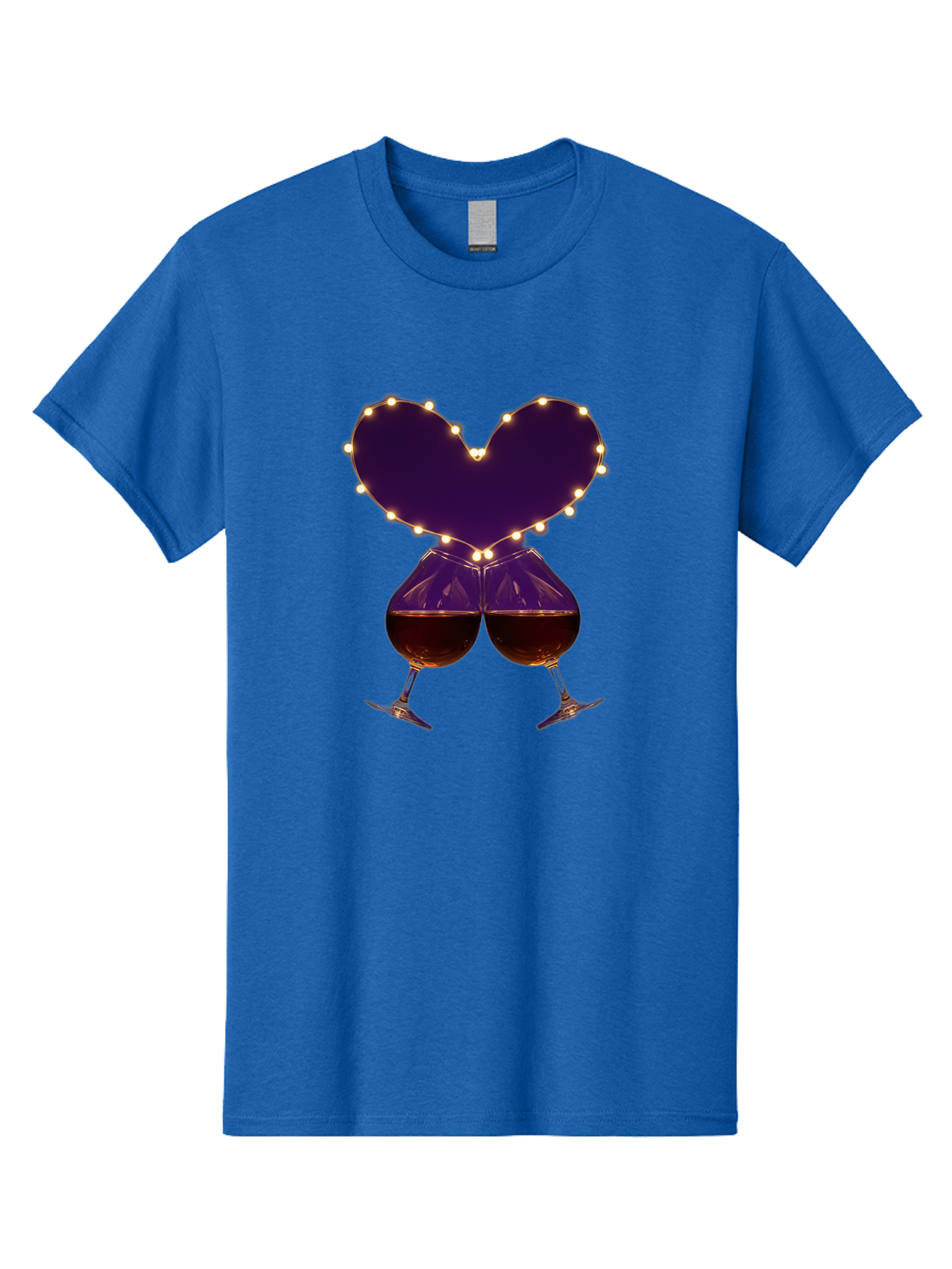 Clinking-Wine-Glasses-Heart Men'S Graphic Tee, 100% Cotton, Comfortable Casual Summer Wear, Machine Washable, Wine Glasses Cheers, Romantic Evening, Couple'S Night, Love Is In The Air, Sharing A Drink, Togetherness, Valentine'S Day Gift, Bac863 13