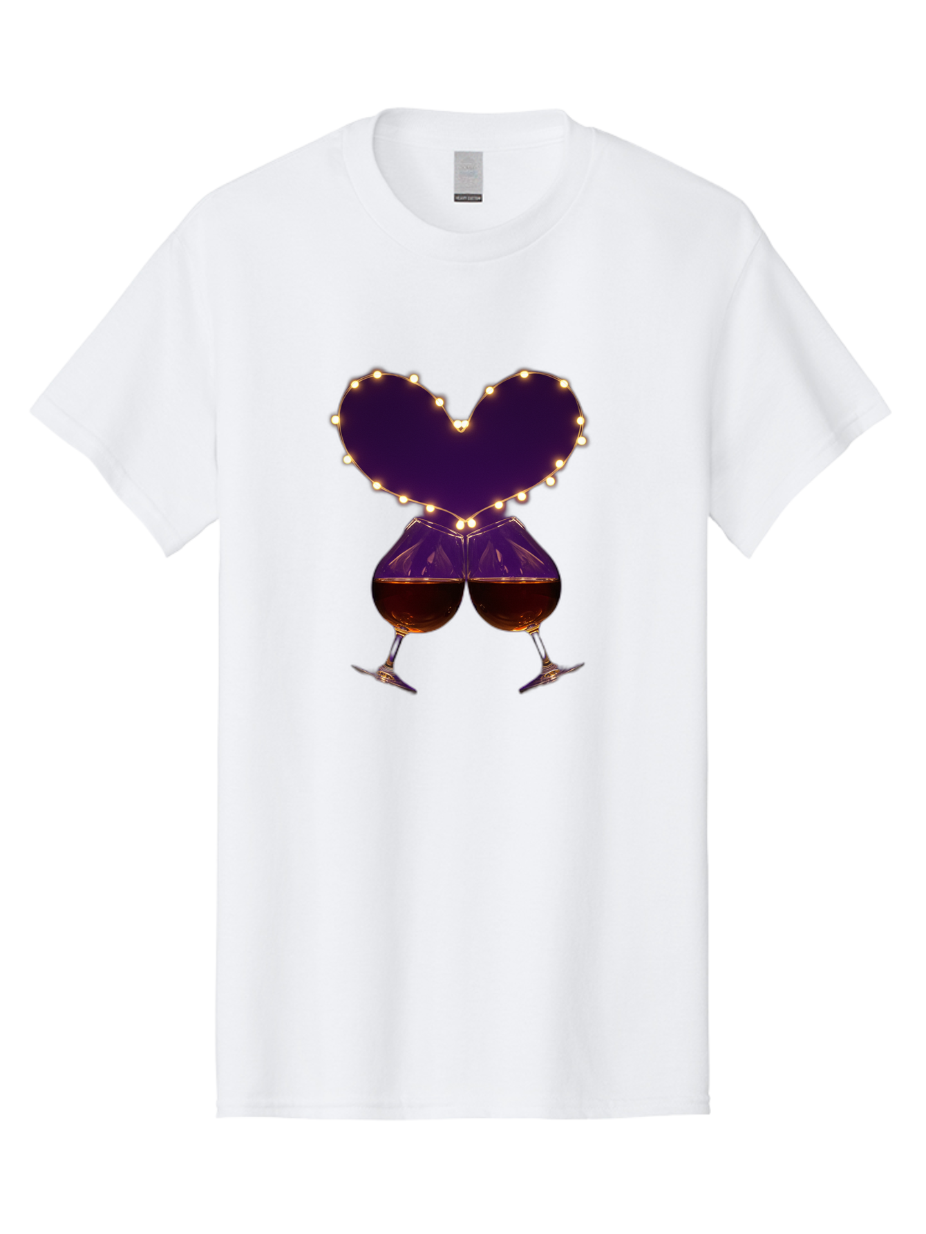 Clinking-Wine-Glasses-Heart Men'S Graphic Tee, 100% Cotton, Comfortable Casual Summer Wear, Machine Washable, Wine Glasses Cheers, Romantic Evening, Couple'S Night, Love Is In The Air, Sharing A Drink, Togetherness, Valentine'S Day Gift, Bac863 9