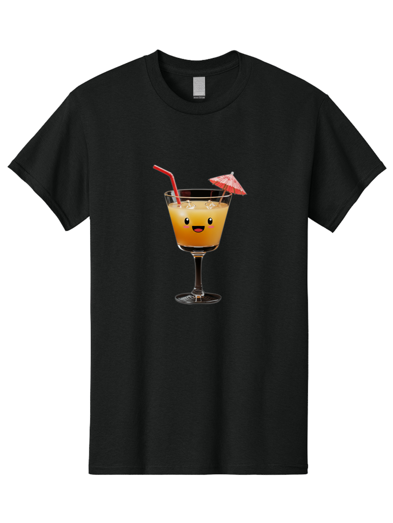 Cocktail-Glass-3 Men'S Graphic Tee, 100% Cotton, Comfortable Casual Summer Wear, Machine Washable, Cocktail Glass, Smiling Face, Orange Drink, Red Straw, Red Umbrella, Funny Character, Cartoon Style, Refreshing Beverage, Summer Drink Bac869 10