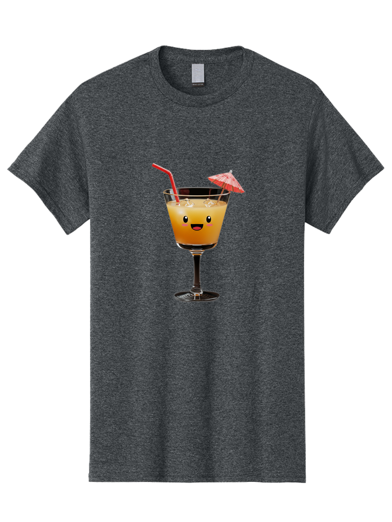 Cocktail-Glass-3 Men'S Graphic Tee, 100% Cotton, Comfortable Casual Summer Wear, Machine Washable, Cocktail Glass, Smiling Face, Orange Drink, Red Straw, Red Umbrella, Funny Character, Cartoon Style, Refreshing Beverage, Summer Drink Bac869 12