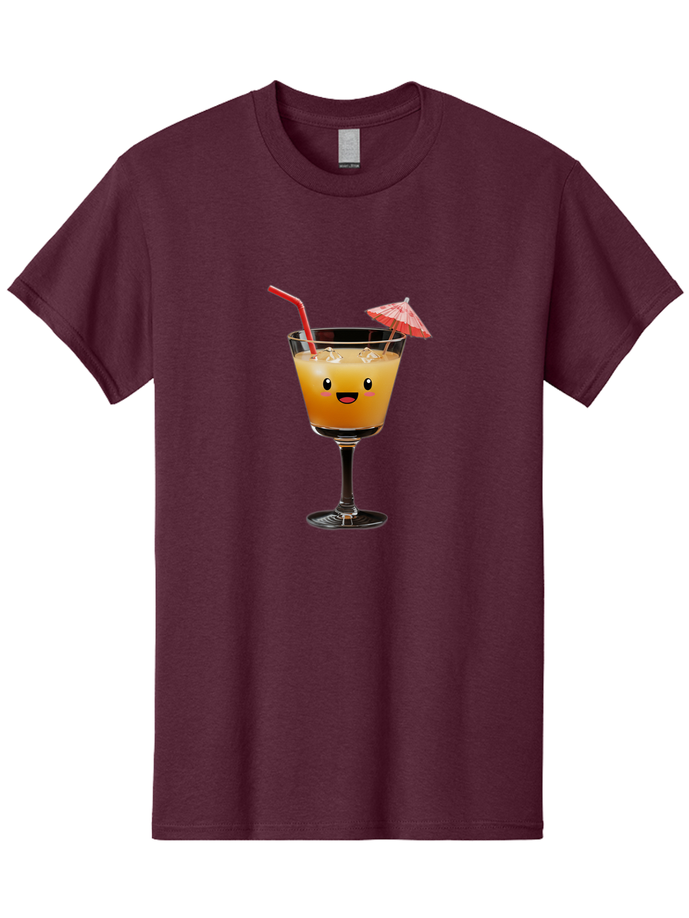 Cocktail-Glass-3 Men'S Graphic Tee, 100% Cotton, Comfortable Casual Summer Wear, Machine Washable, Cocktail Glass, Smiling Face, Orange Drink, Red Straw, Red Umbrella, Funny Character, Cartoon Style, Refreshing Beverage, Summer Drink Bac869 13