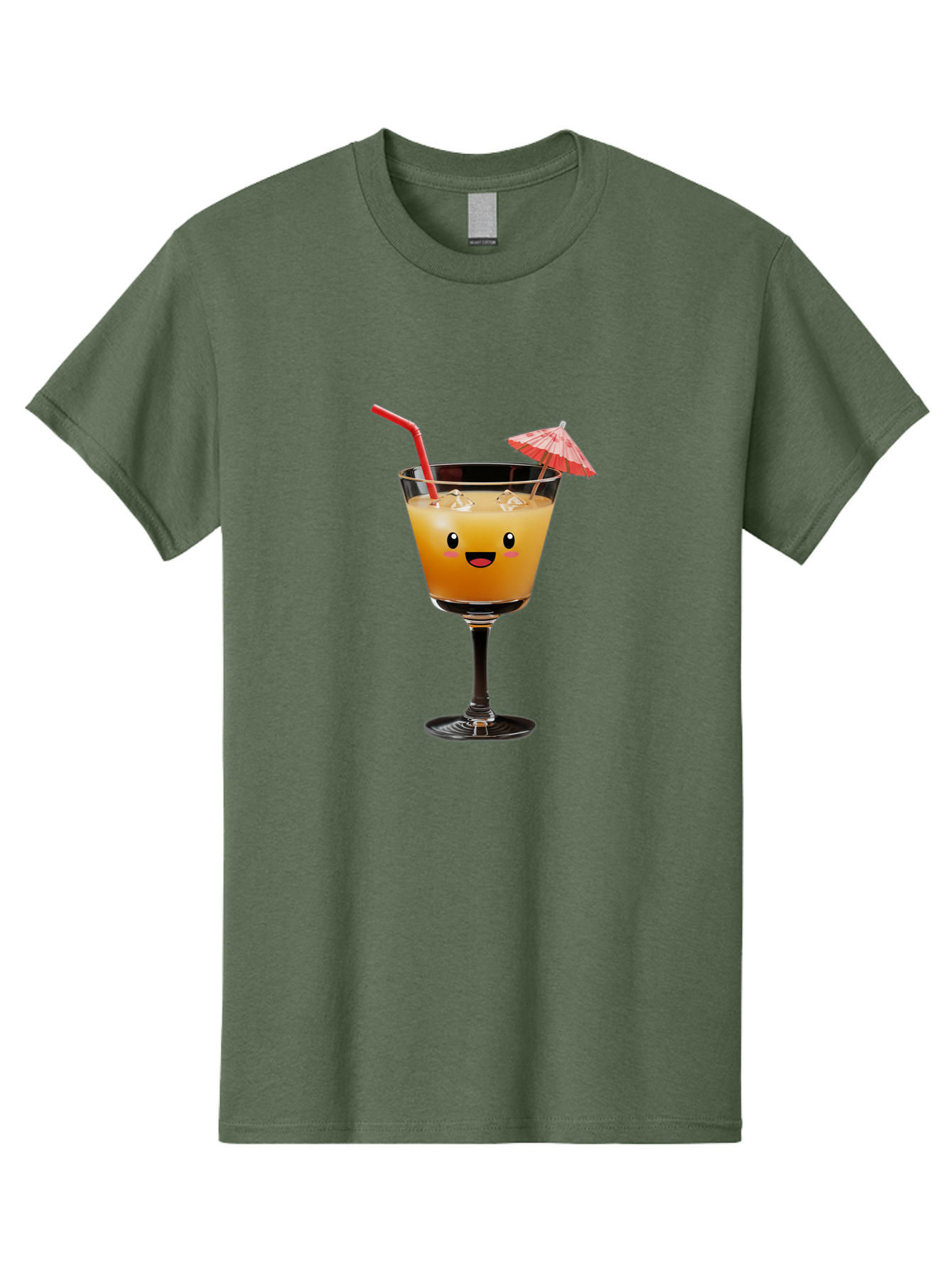 Cocktail-Glass-3 Men'S Graphic Tee, 100% Cotton, Comfortable Casual Summer Wear, Machine Washable, Cocktail Glass, Smiling Face, Orange Drink, Red Straw, Red Umbrella, Funny Character, Cartoon Style, Refreshing Beverage, Summer Drink Bac869 15