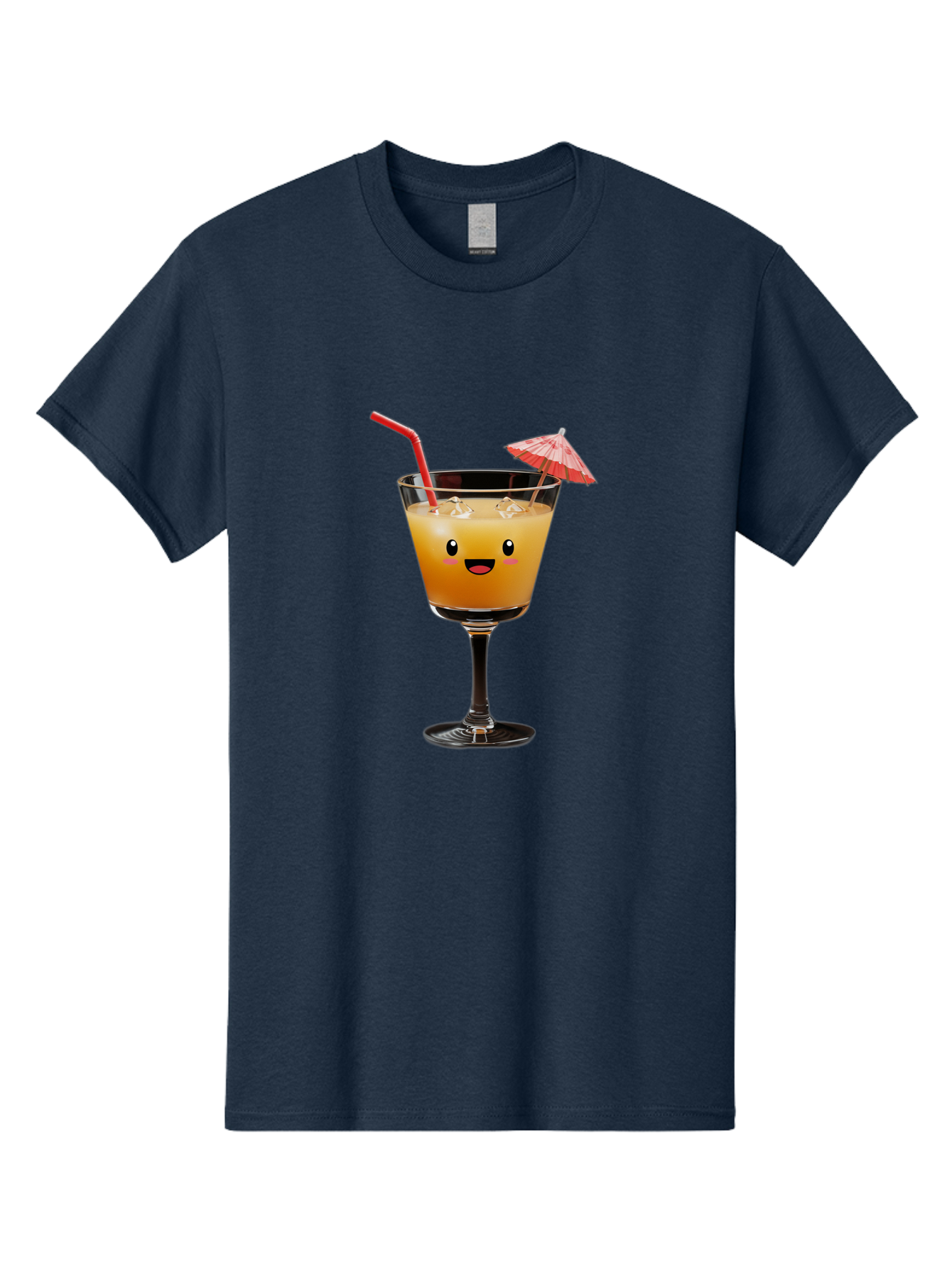 Cocktail-Glass-3 Men'S Graphic Tee, 100% Cotton, Comfortable Casual Summer Wear, Machine Washable, Cocktail Glass, Smiling Face, Orange Drink, Red Straw, Red Umbrella, Funny Character, Cartoon Style, Refreshing Beverage, Summer Drink Bac869 14