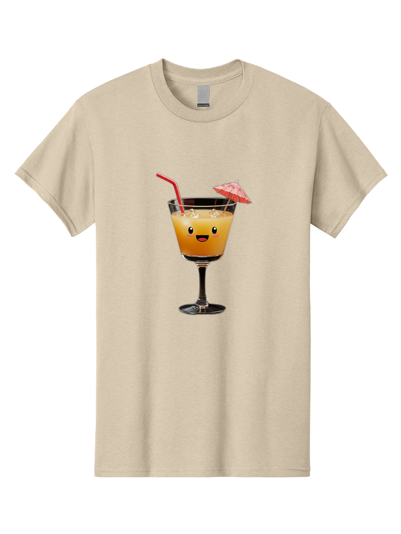 Cocktail-Glass-3 Men'S Graphic Tee, 100% Cotton, Comfortable Casual Summer Wear, Machine Washable, Cocktail Glass, Smiling Face, Orange Drink, Red Straw, Red Umbrella, Funny Character, Cartoon Style, Refreshing Beverage, Summer Drink Bac869 9