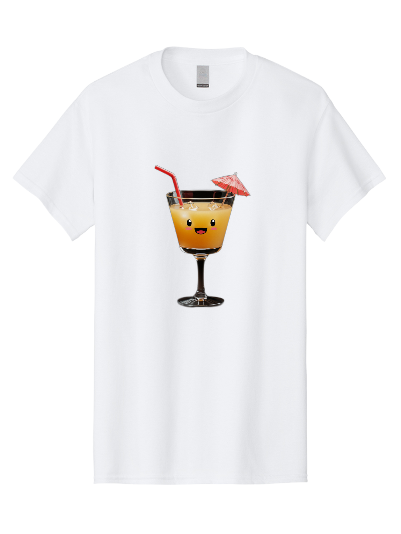 Cocktail-Glass-3 Men'S Graphic Tee, 100% Cotton, Comfortable Casual Summer Wear, Machine Washable, Cocktail Glass, Smiling Face, Orange Drink, Red Straw, Red Umbrella, Funny Character, Cartoon Style, Refreshing Beverage, Summer Drink Bac869 6