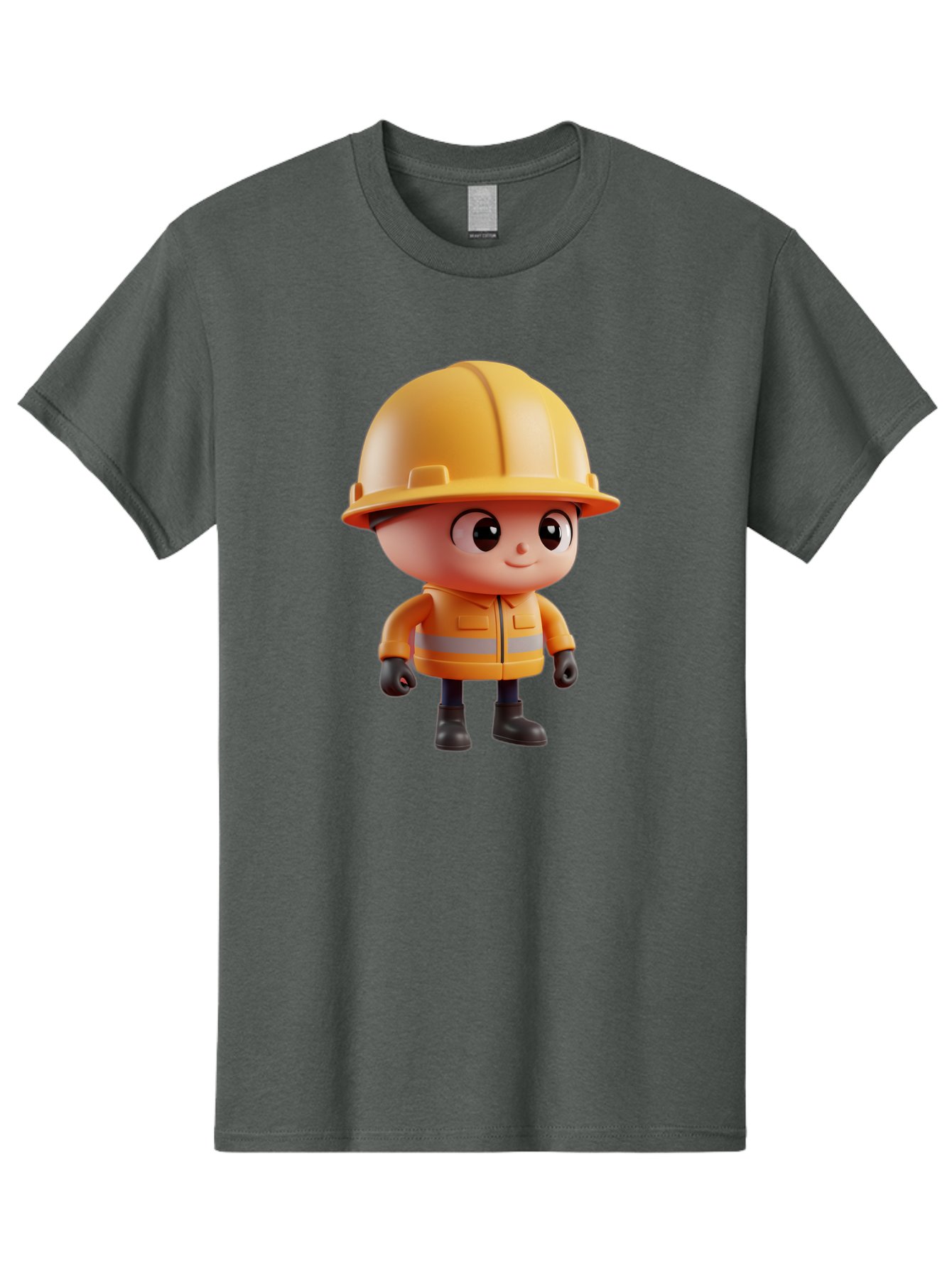 Construction-Worker Men'S Graphic Tee, 100% Cotton, Comfortable Casual Summer Wear, Machine Washable, 3D Cartoon Construction Worker, Yellow Hard Hat, Reflective Safety Jacket, Black Gloves, Cartoon Character, Construction Site, Safety Gear, Bac895 14