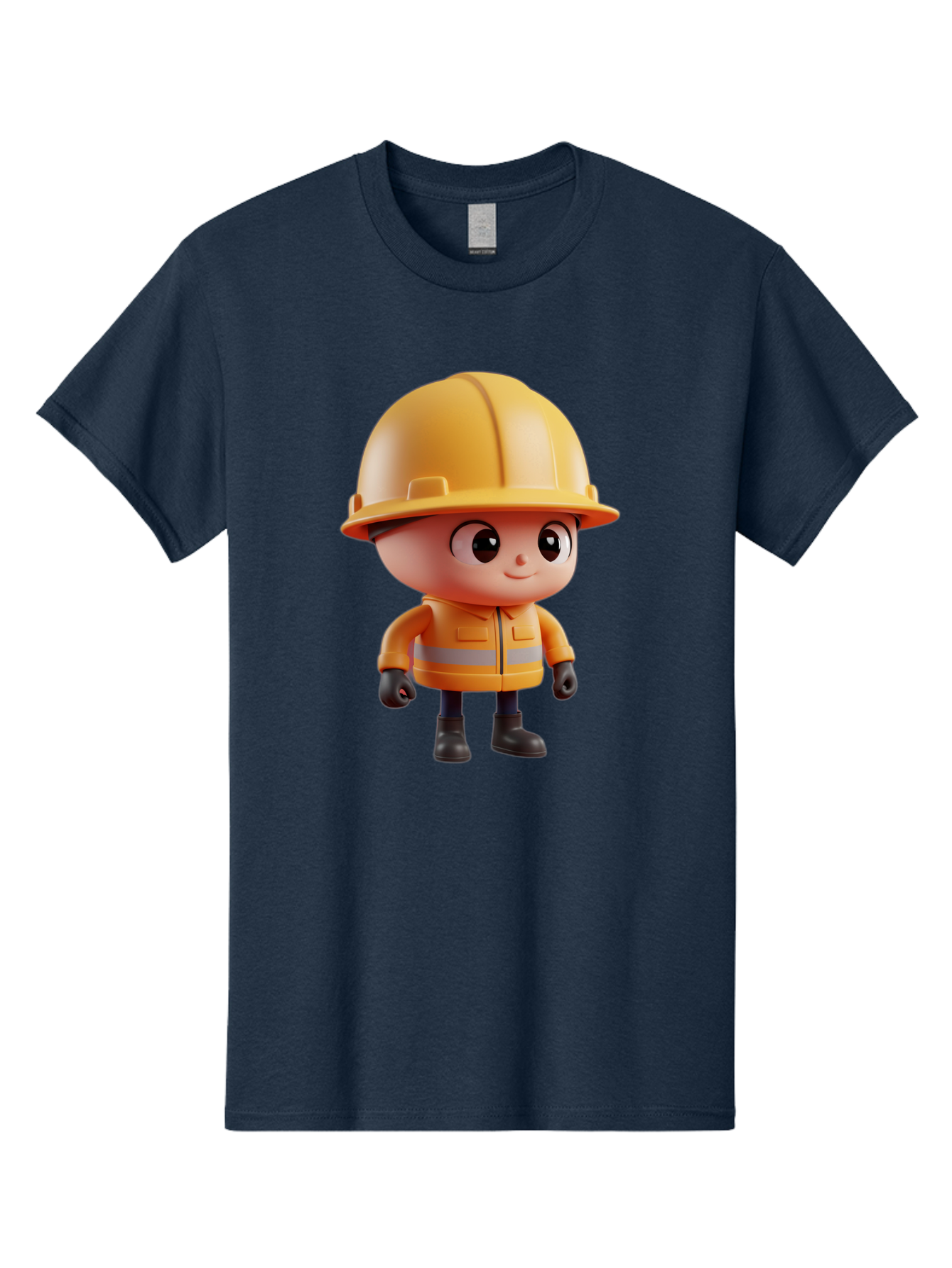 Construction-Worker Men'S Graphic Tee, 100% Cotton, Comfortable Casual Summer Wear, Machine Washable, 3D Cartoon Construction Worker, Yellow Hard Hat, Reflective Safety Jacket, Black Gloves, Cartoon Character, Construction Site, Safety Gear, Bac895 15