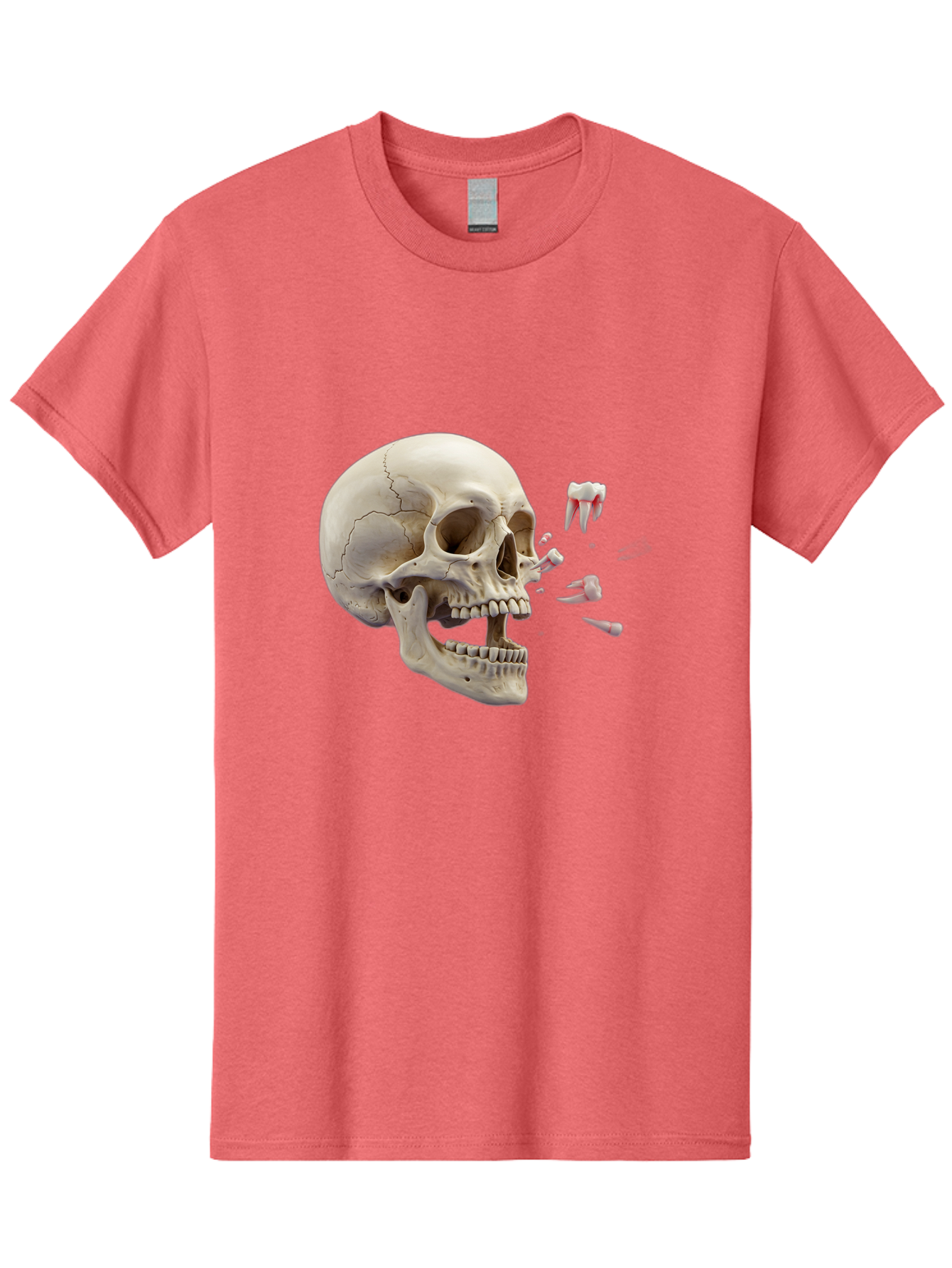 Cracked-Skull-1 Men'S Graphic Tee, 100% Cotton, Comfortable Casual Summer Wear, Machine Washable, Human Skull, Broken Jaw, Shattered Teeth, Dental Anatomy, Forensic Science, Medical Illustration, Skeleton Head, Jawbone Fracture, Bac926 15