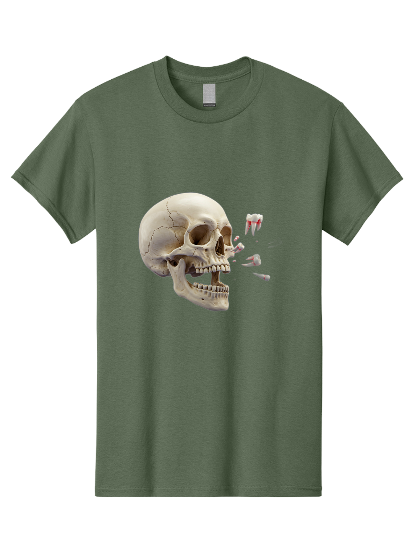 Cracked-Skull-1 Men'S Graphic Tee, 100% Cotton, Comfortable Casual Summer Wear, Machine Washable, Human Skull, Broken Jaw, Shattered Teeth, Dental Anatomy, Forensic Science, Medical Illustration, Skeleton Head, Jawbone Fracture, Bac926 10