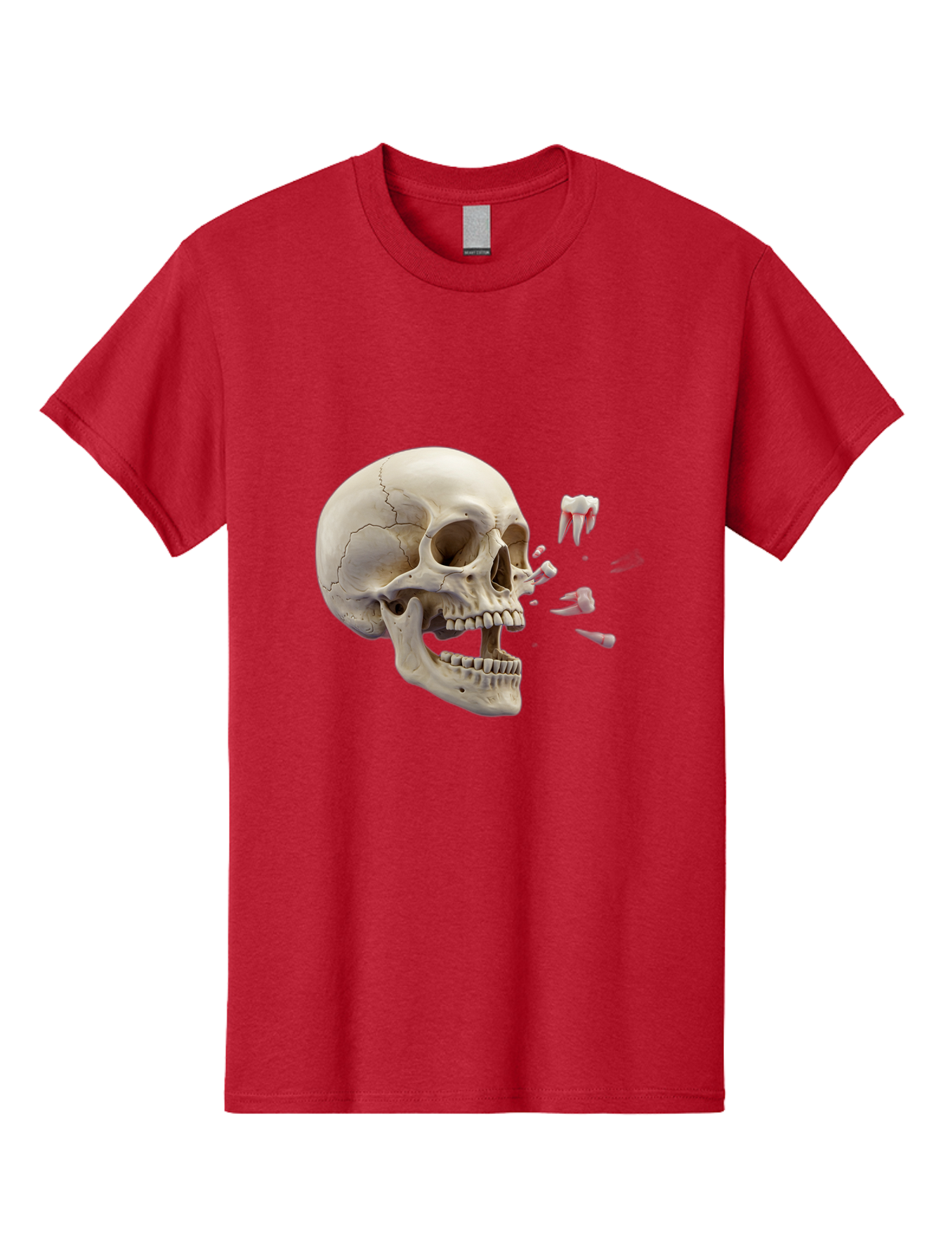 Cracked-Skull-1 Men'S Graphic Tee, 100% Cotton, Comfortable Casual Summer Wear, Machine Washable, Human Skull, Broken Jaw, Shattered Teeth, Dental Anatomy, Forensic Science, Medical Illustration, Skeleton Head, Jawbone Fracture, Bac926 13