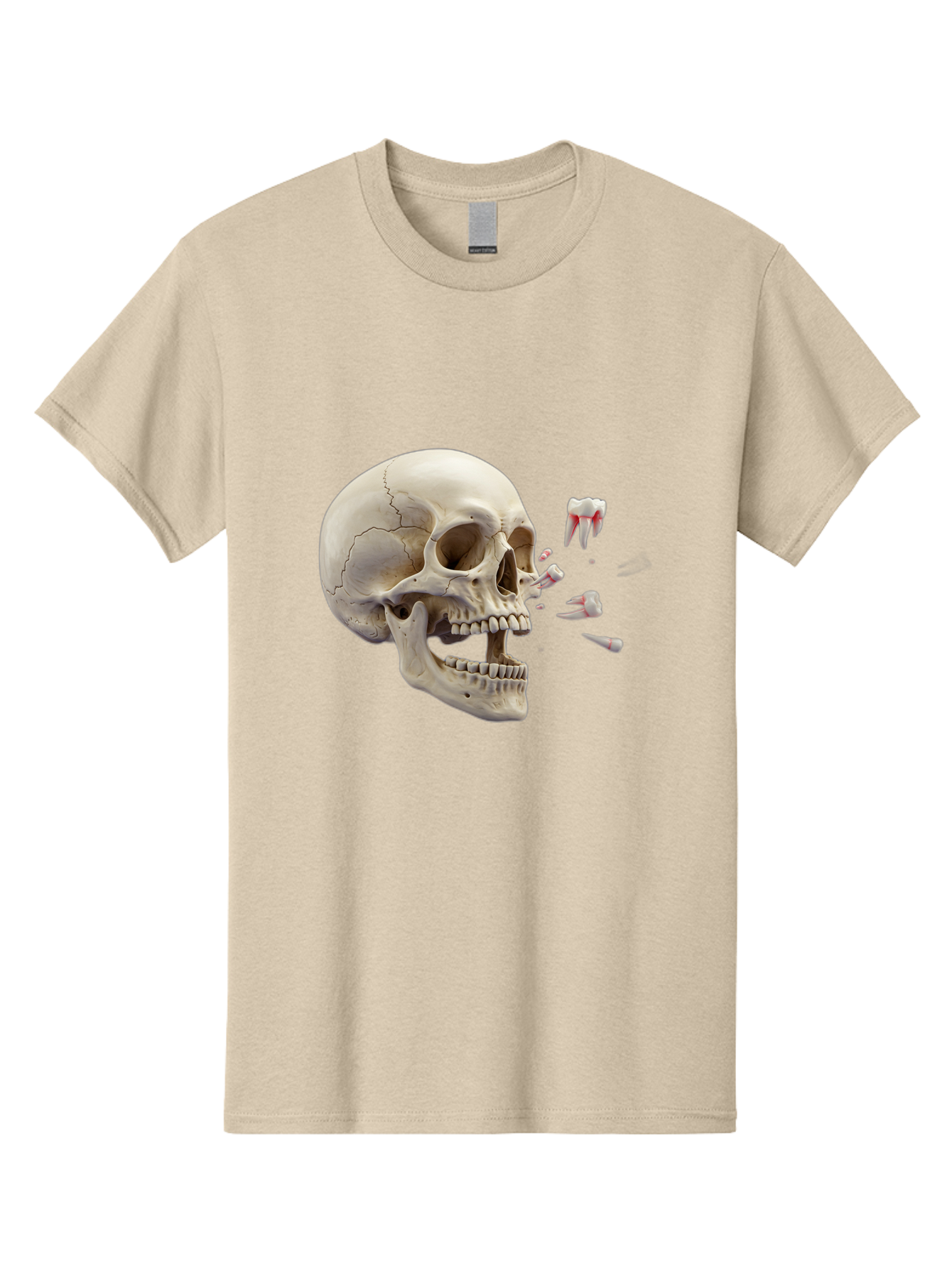 Cracked-Skull-1 Men'S Graphic Tee, 100% Cotton, Comfortable Casual Summer Wear, Machine Washable, Human Skull, Broken Jaw, Shattered Teeth, Dental Anatomy, Forensic Science, Medical Illustration, Skeleton Head, Jawbone Fracture, Bac926 6