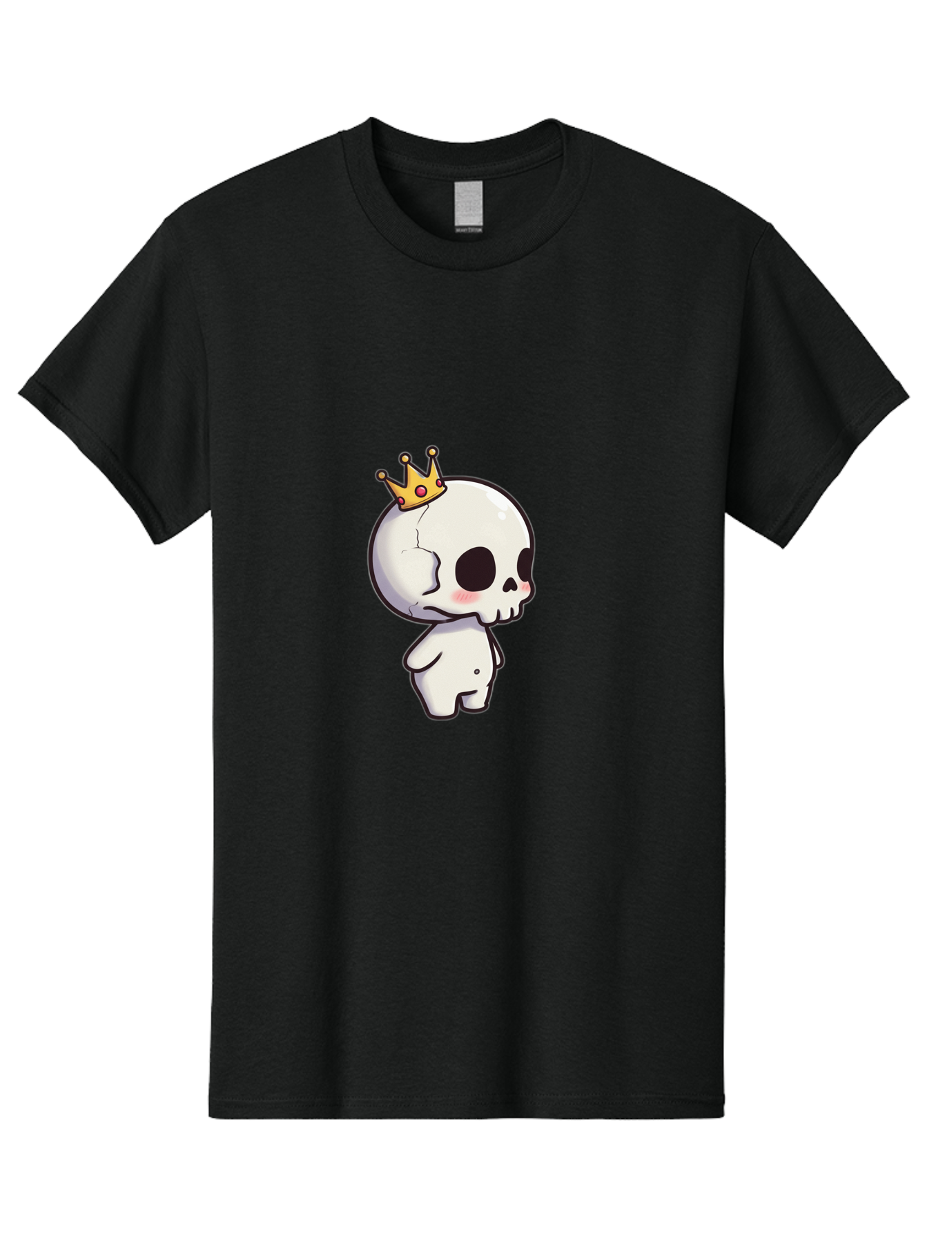 Cracked-Skull-With-Crown Men'S Graphic Tee, 100% Cotton, Comfortable Casual Summer Wear, Machine Washable, Cartoon Skull With Crown, Cute Skull, Kawaii Art, Skull Character, Crowned Character, Anime Style, Digital Illustration, Quirky Design, Bac927 9