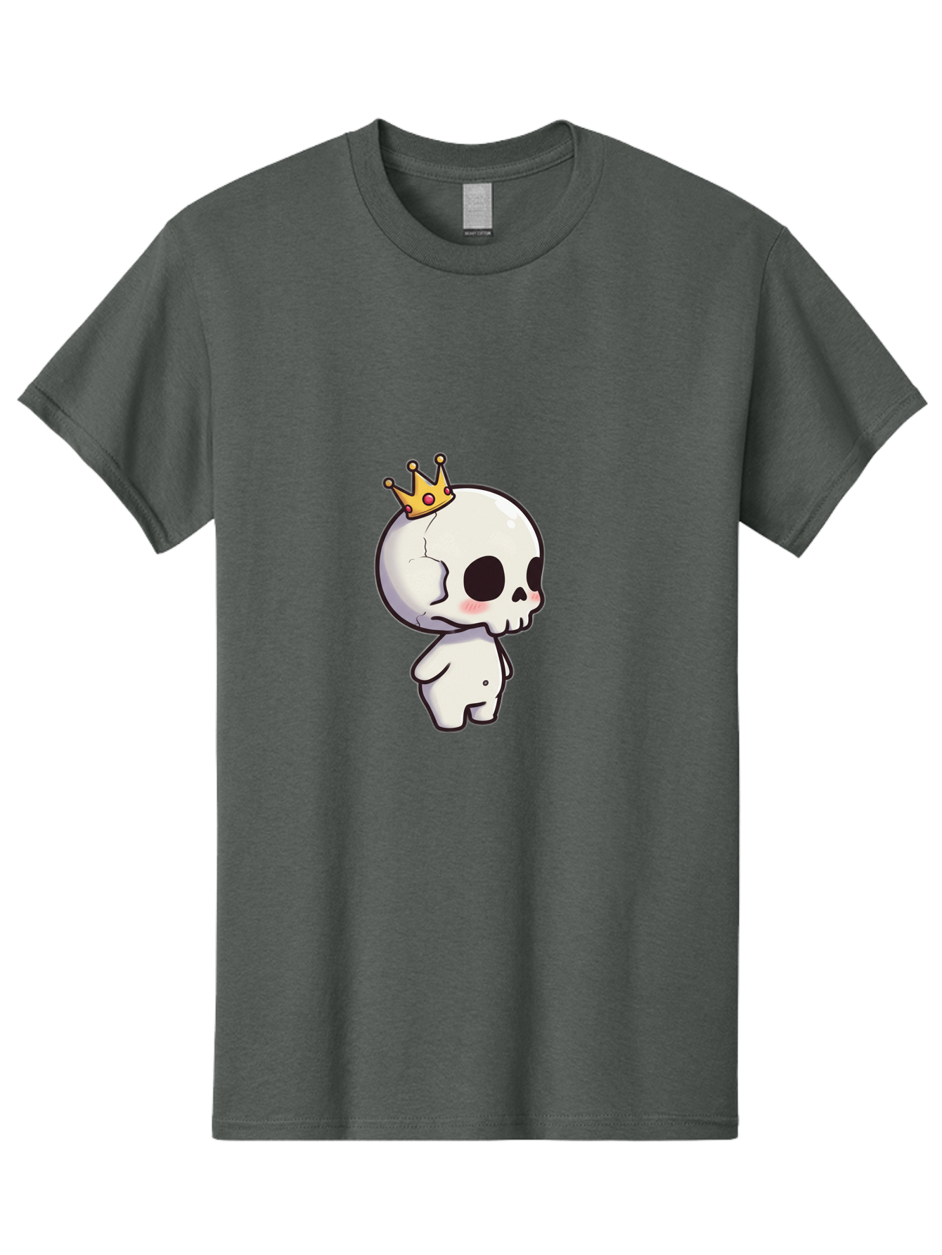 Cracked-Skull-With-Crown Men'S Graphic Tee, 100% Cotton, Comfortable Casual Summer Wear, Machine Washable, Cartoon Skull With Crown, Cute Skull, Kawaii Art, Skull Character, Crowned Character, Anime Style, Digital Illustration, Quirky Design, Bac927 14