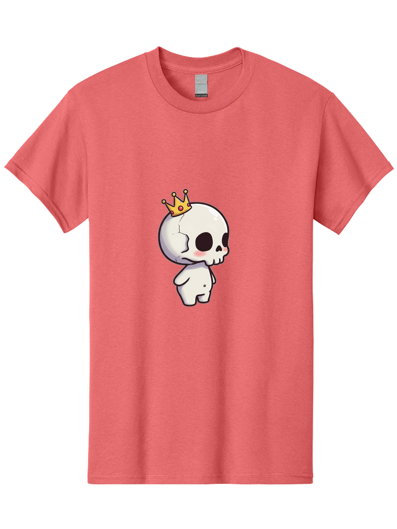 Cracked-Skull-With-Crown Men'S Graphic Tee, 100% Cotton, Comfortable Casual Summer Wear, Machine Washable, Cartoon Skull With Crown, Cute Skull, Kawaii Art, Skull Character, Crowned Character, Anime Style, Digital Illustration, Quirky Design, Bac927 3