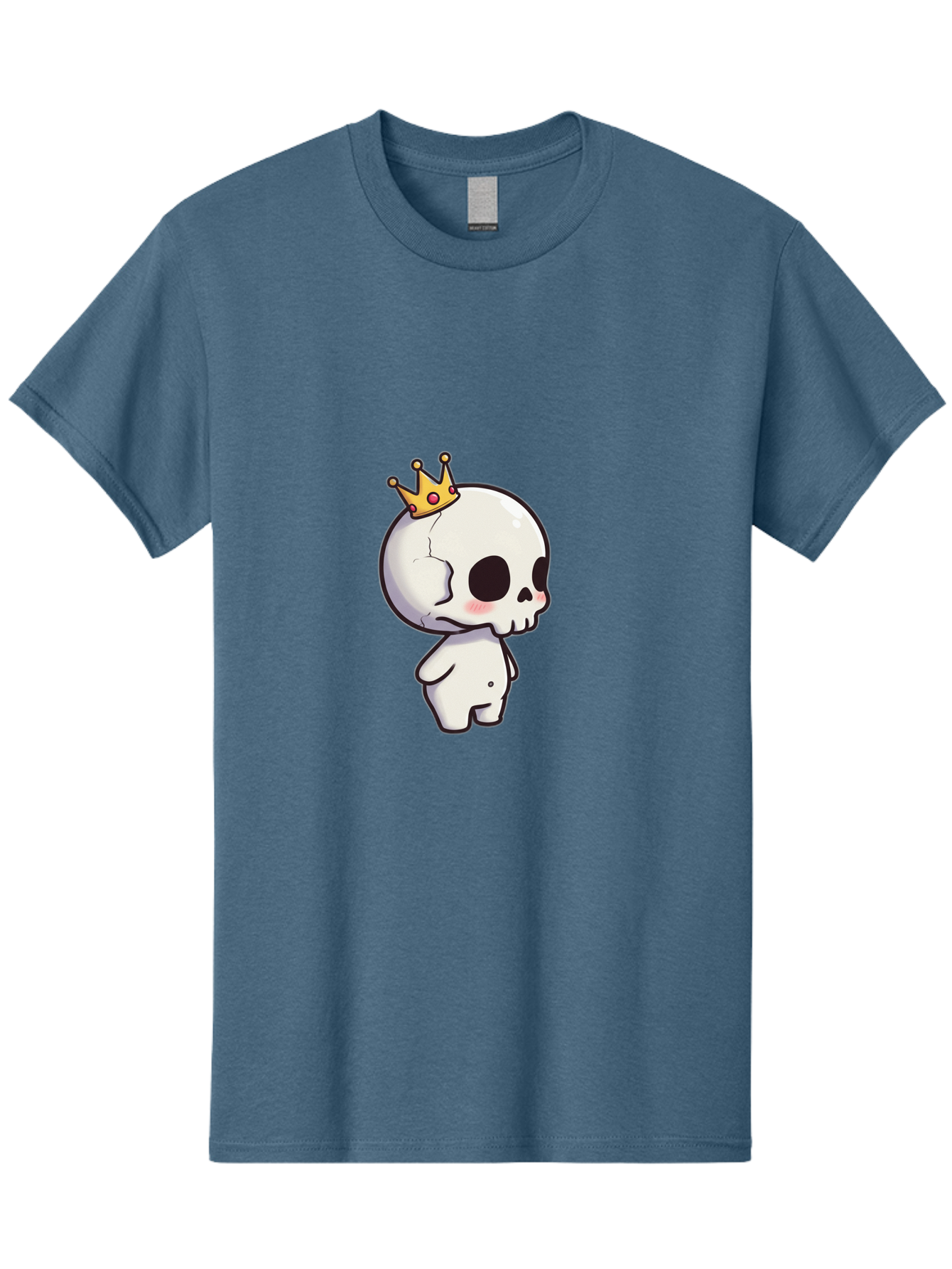 Cracked-Skull-With-Crown Men'S Graphic Tee, 100% Cotton, Comfortable Casual Summer Wear, Machine Washable, Cartoon Skull With Crown, Cute Skull, Kawaii Art, Skull Character, Crowned Character, Anime Style, Digital Illustration, Quirky Design, Bac927 6