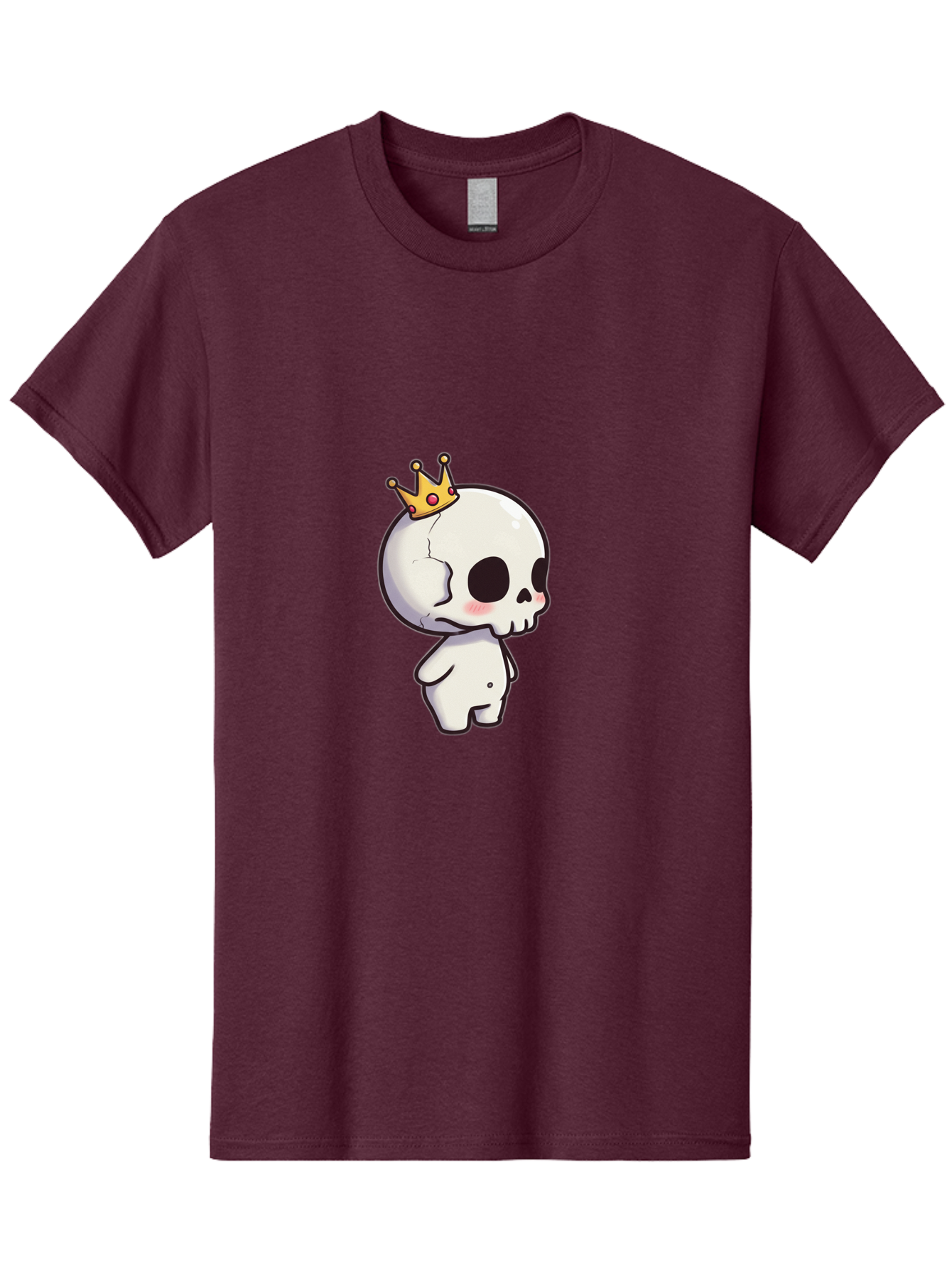 Cracked-Skull-With-Crown Men'S Graphic Tee, 100% Cotton, Comfortable Casual Summer Wear, Machine Washable, Cartoon Skull With Crown, Cute Skull, Kawaii Art, Skull Character, Crowned Character, Anime Style, Digital Illustration, Quirky Design, Bac927 12