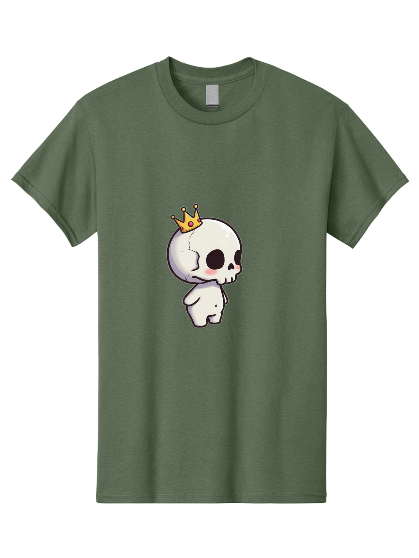 Cracked-Skull-With-Crown Men'S Graphic Tee, 100% Cotton, Comfortable Casual Summer Wear, Machine Washable, Cartoon Skull With Crown, Cute Skull, Kawaii Art, Skull Character, Crowned Character, Anime Style, Digital Illustration, Quirky Design, Bac927 10