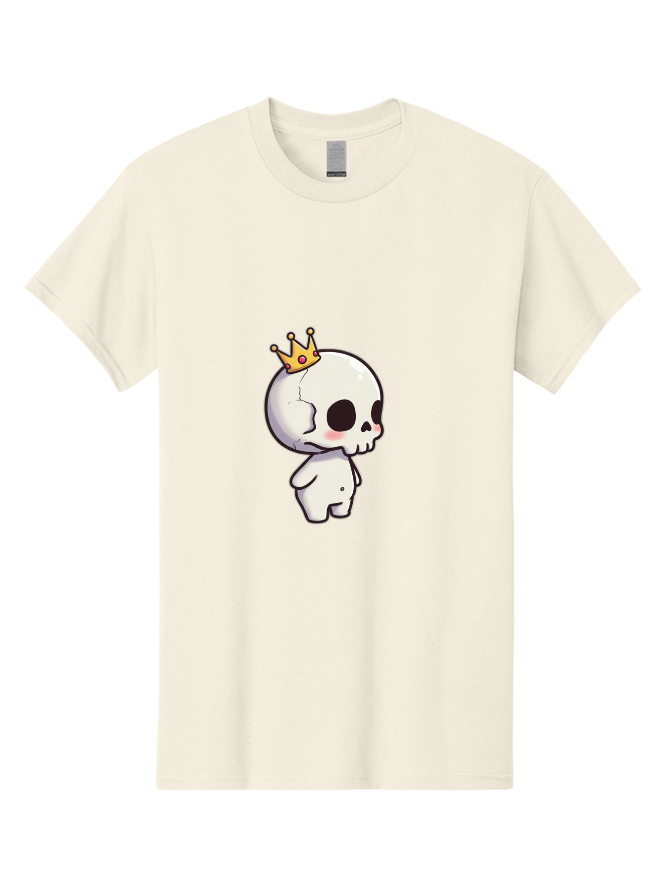 Cracked-Skull-With-Crown Men'S Graphic Tee, 100% Cotton, Comfortable Casual Summer Wear, Machine Washable, Cartoon Skull With Crown, Cute Skull, Kawaii Art, Skull Character, Crowned Character, Anime Style, Digital Illustration, Quirky Design, Bac927 2