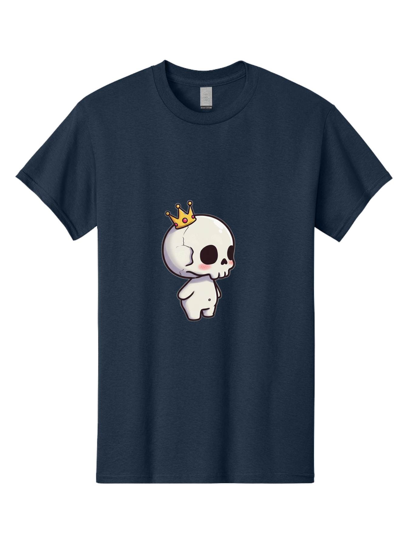 Cracked-Skull-With-Crown Men'S Graphic Tee, 100% Cotton, Comfortable Casual Summer Wear, Machine Washable, Cartoon Skull With Crown, Cute Skull, Kawaii Art, Skull Character, Crowned Character, Anime Style, Digital Illustration, Quirky Design, Bac927 11