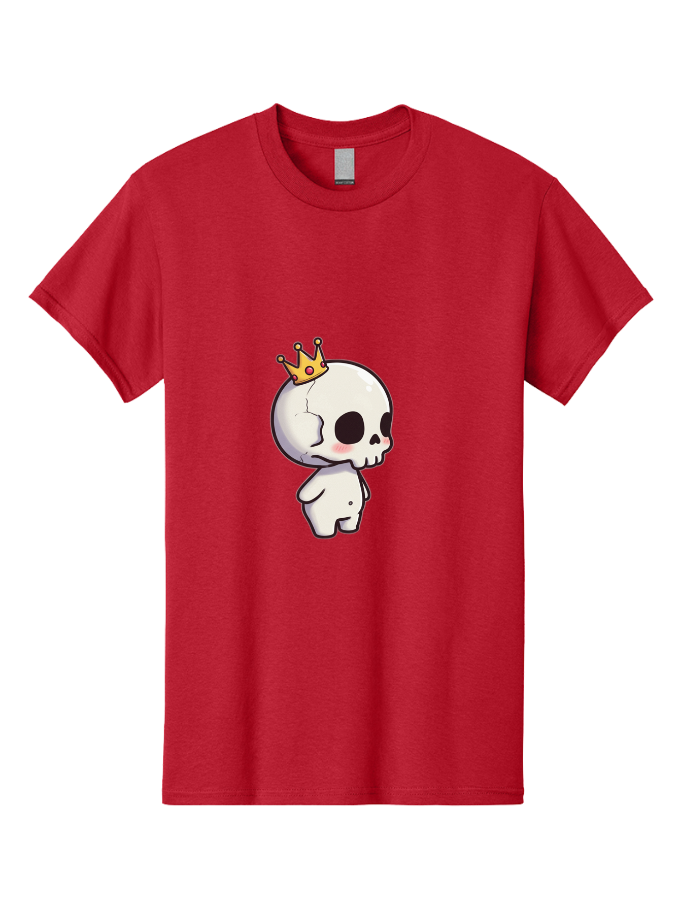 Cracked-Skull-With-Crown Men'S Graphic Tee, 100% Cotton, Comfortable Casual Summer Wear, Machine Washable, Cartoon Skull With Crown, Cute Skull, Kawaii Art, Skull Character, Crowned Character, Anime Style, Digital Illustration, Quirky Design, Bac927 1