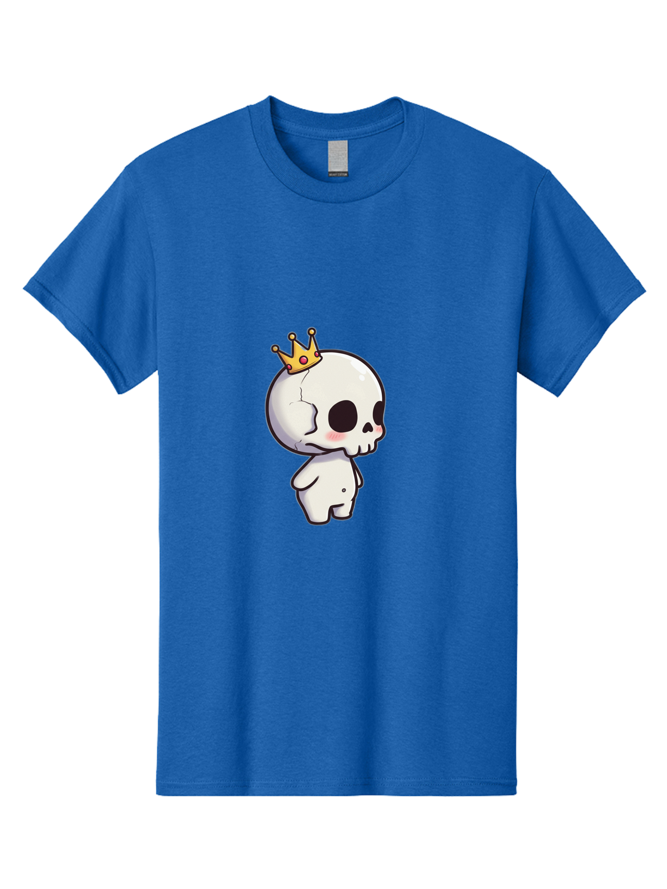 Cracked-Skull-With-Crown Men'S Graphic Tee, 100% Cotton, Comfortable Casual Summer Wear, Machine Washable, Cartoon Skull With Crown, Cute Skull, Kawaii Art, Skull Character, Crowned Character, Anime Style, Digital Illustration, Quirky Design, Bac927 4