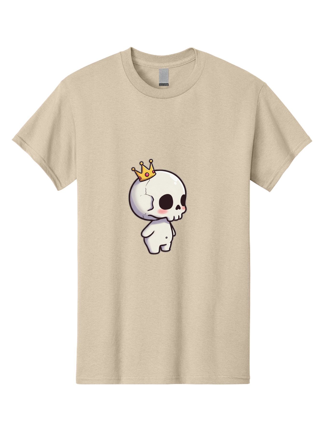 Cracked-Skull-With-Crown Men'S Graphic Tee, 100% Cotton, Comfortable Casual Summer Wear, Machine Washable, Cartoon Skull With Crown, Cute Skull, Kawaii Art, Skull Character, Crowned Character, Anime Style, Digital Illustration, Quirky Design, Bac927 13