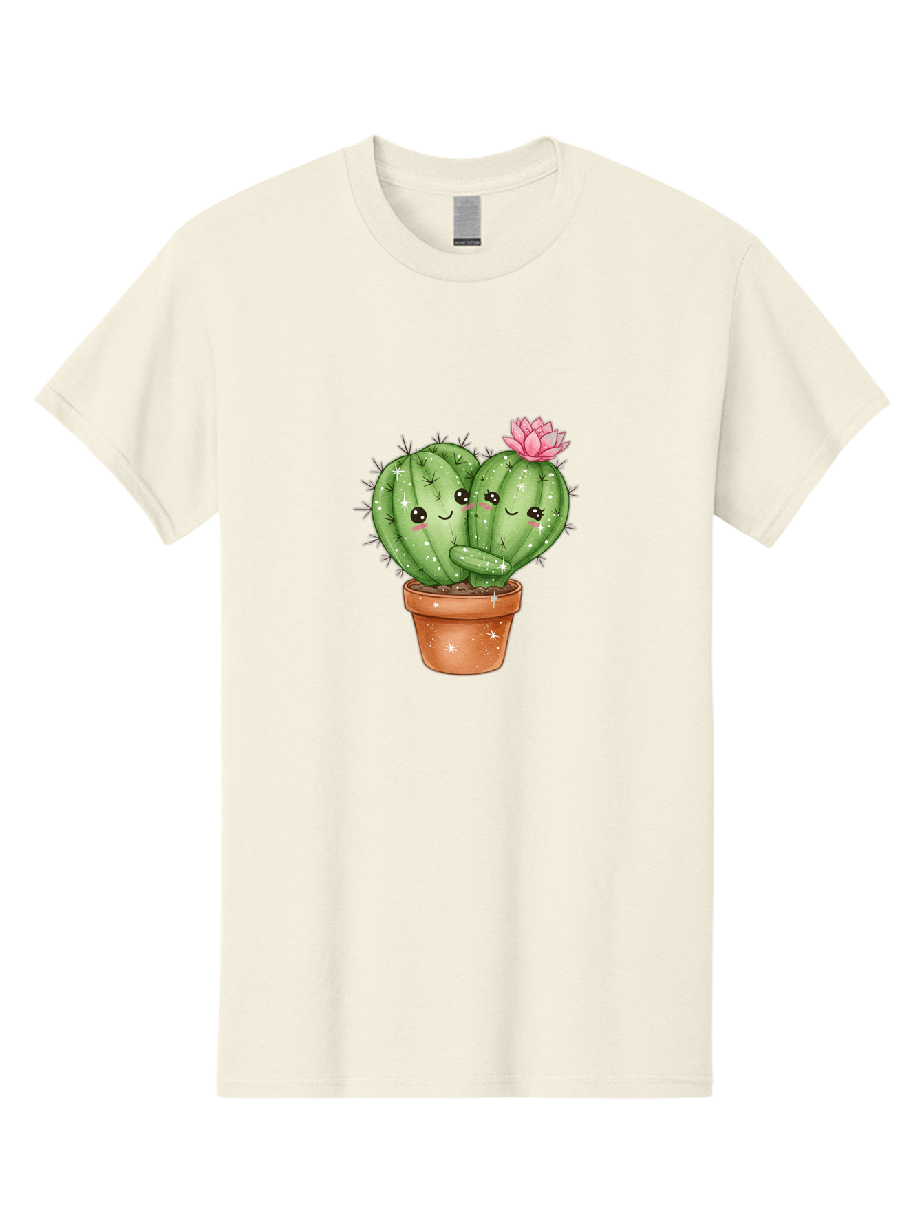 Cuddly-Cactus Men'S Graphic Tee, 100% Cotton, Comfortable Casual Summer Wear, Machine Washable, Cute Cacti, Cuddling Cacti, Cartoon Cactus, Adorable Plants, Potted Cactus, Pink Flower, Smiling Faces, Kawaii Art, Cactus Love, Cartoon Hearts, Bac954 10