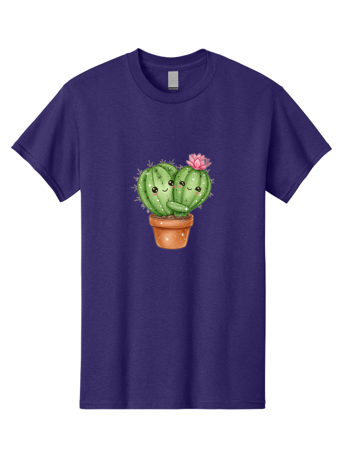 Cuddly-Cactus Men'S Graphic Tee, 100% Cotton, Comfortable Casual Summer Wear, Machine Washable, Cute Cacti, Cuddling Cacti, Cartoon Cactus, Adorable Plants, Potted Cactus, Pink Flower, Smiling Faces, Kawaii Art, Cactus Love, Cartoon Hearts, Bac954 11