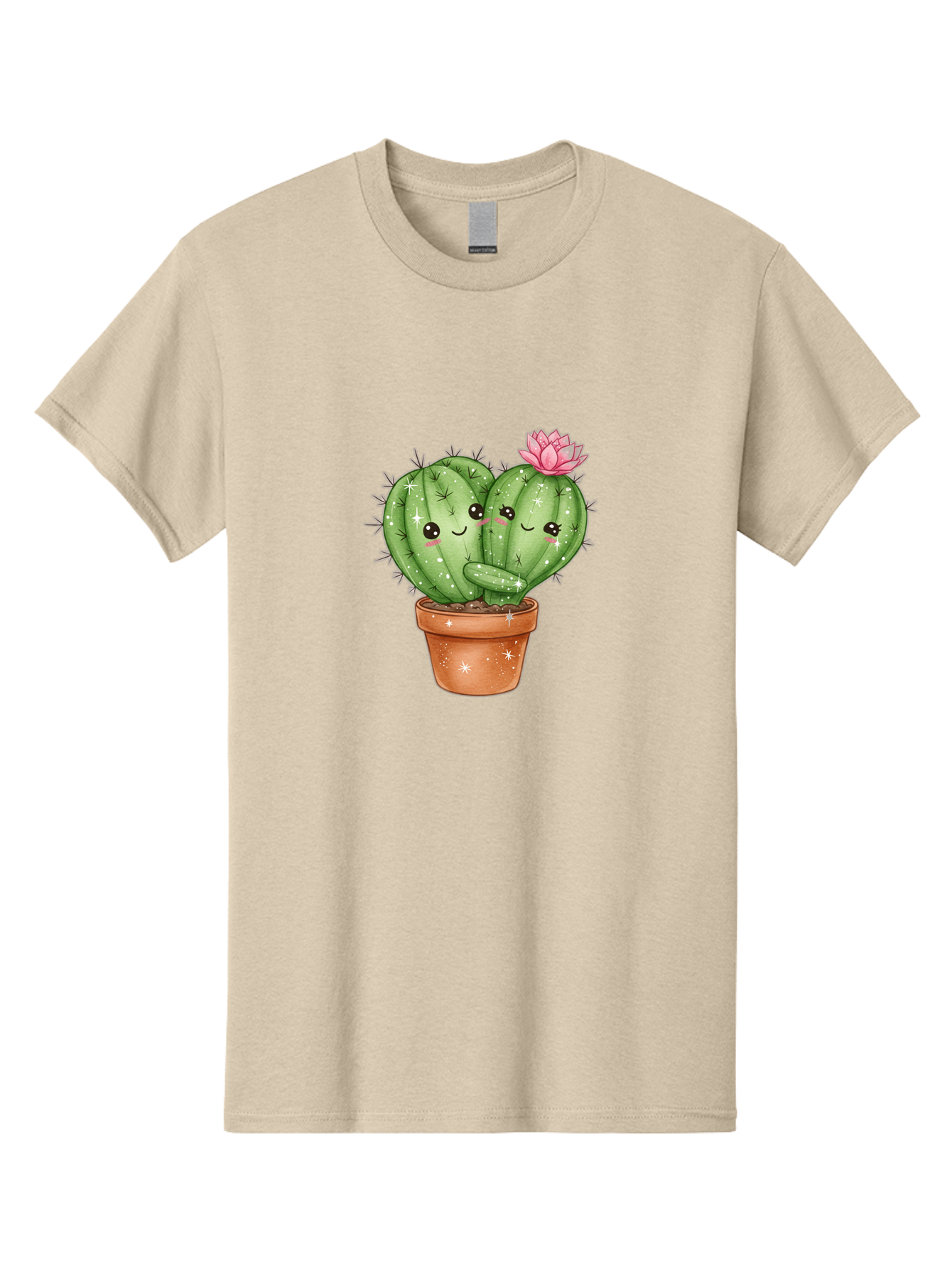 Cuddly-Cactus Men'S Graphic Tee, 100% Cotton, Comfortable Casual Summer Wear, Machine Washable, Cute Cacti, Cuddling Cacti, Cartoon Cactus, Adorable Plants, Potted Cactus, Pink Flower, Smiling Faces, Kawaii Art, Cactus Love, Cartoon Hearts, Bac954 14