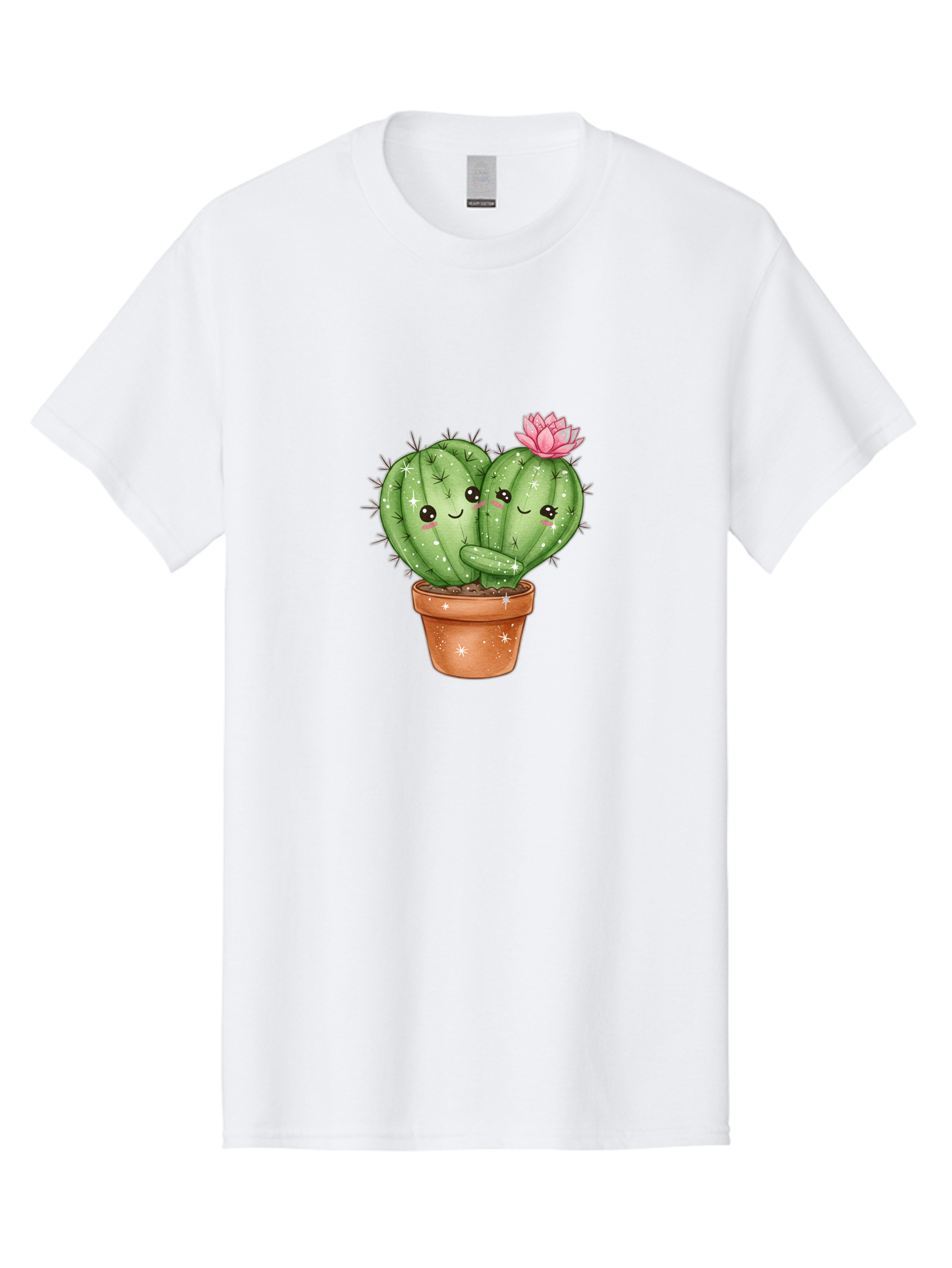 Cuddly-Cactus Men'S Graphic Tee, 100% Cotton, Comfortable Casual Summer Wear, Machine Washable, Cute Cacti, Cuddling Cacti, Cartoon Cactus, Adorable Plants, Potted Cactus, Pink Flower, Smiling Faces, Kawaii Art, Cactus Love, Cartoon Hearts, Bac954 15
